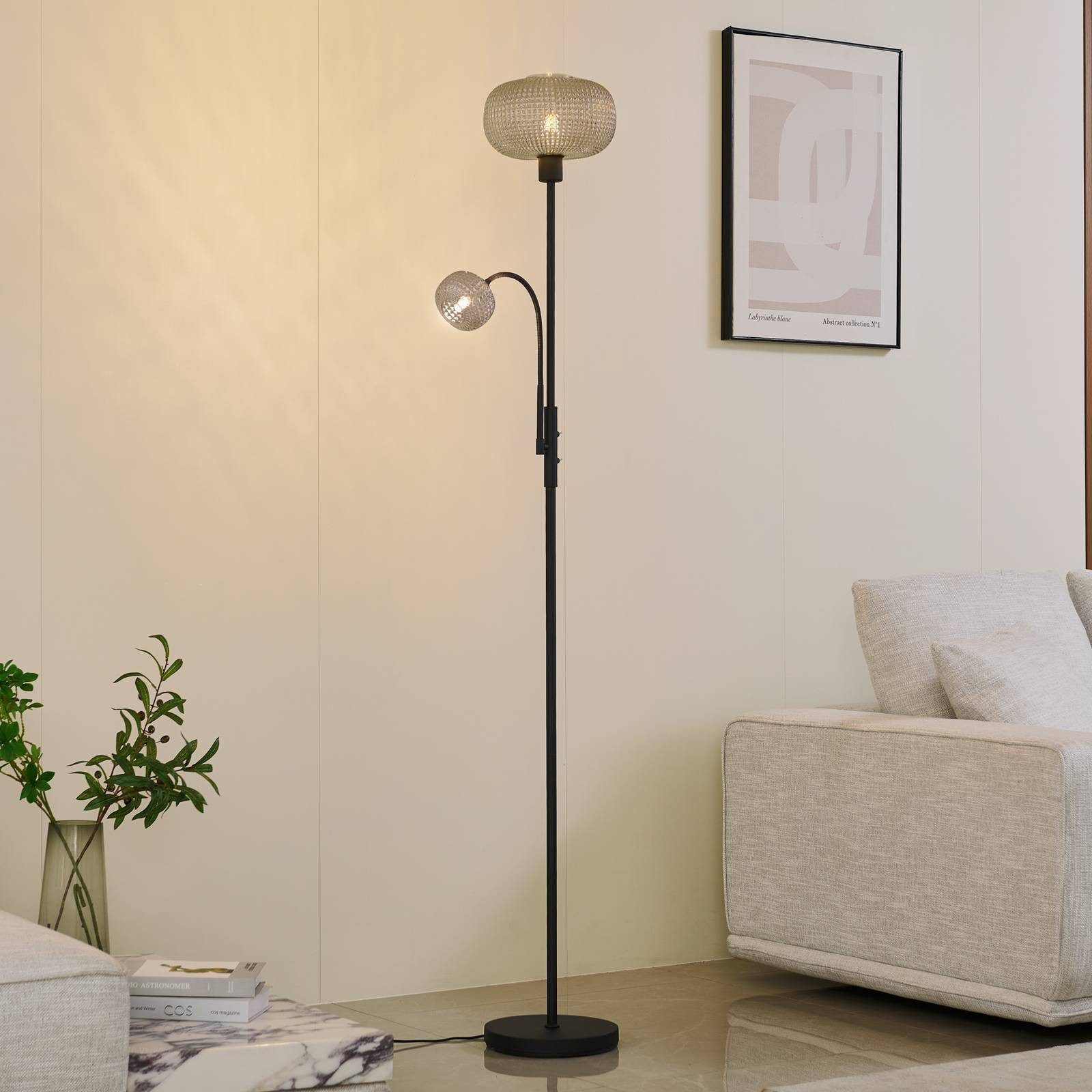 Lindby LED Leselampe Aliette, Metall, Schwarz IP20, 1 x 15 W E27 + 1 x 8 W G9