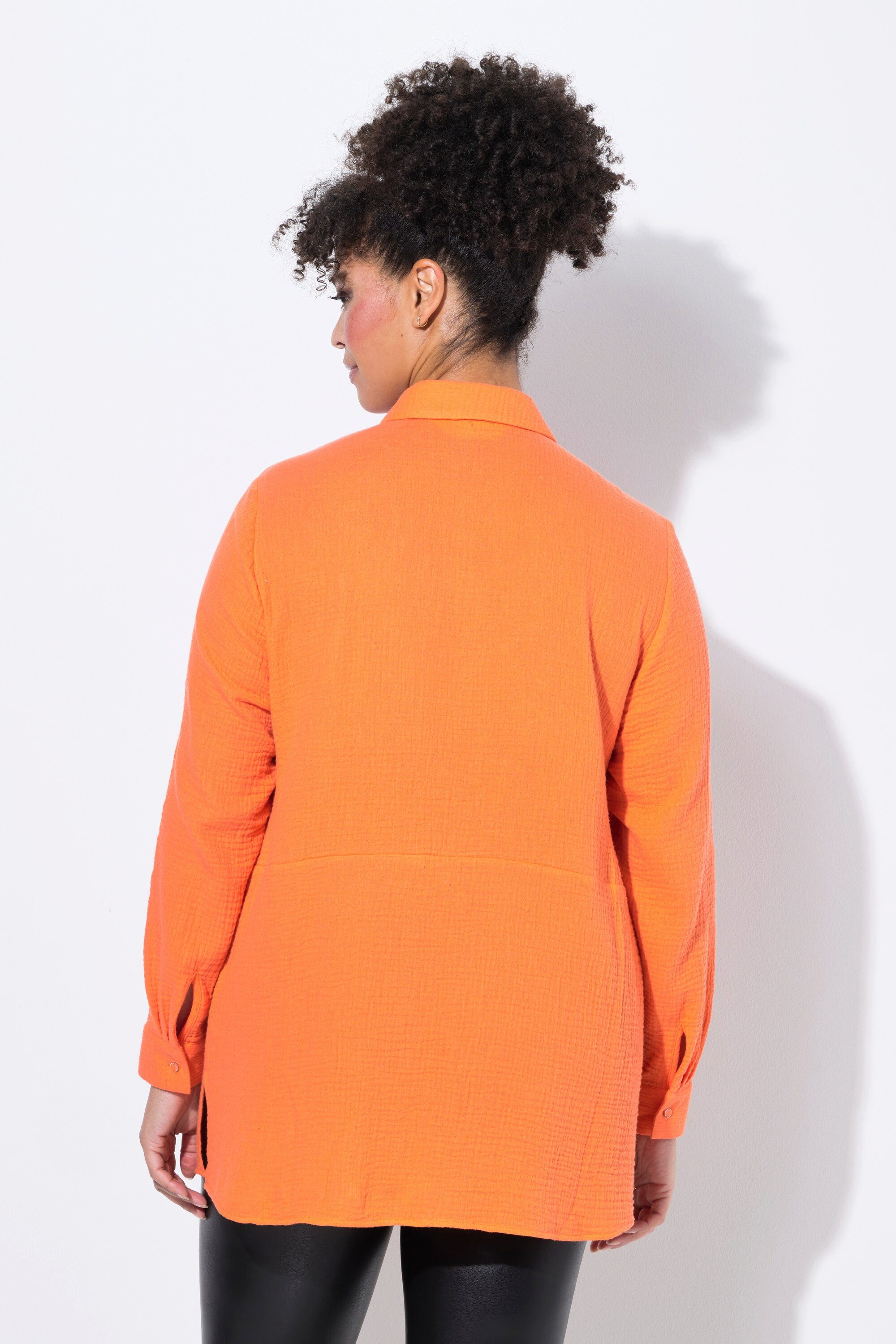 MIAMODA Longbluse Bluse A-Linie Musselin Ziernähte