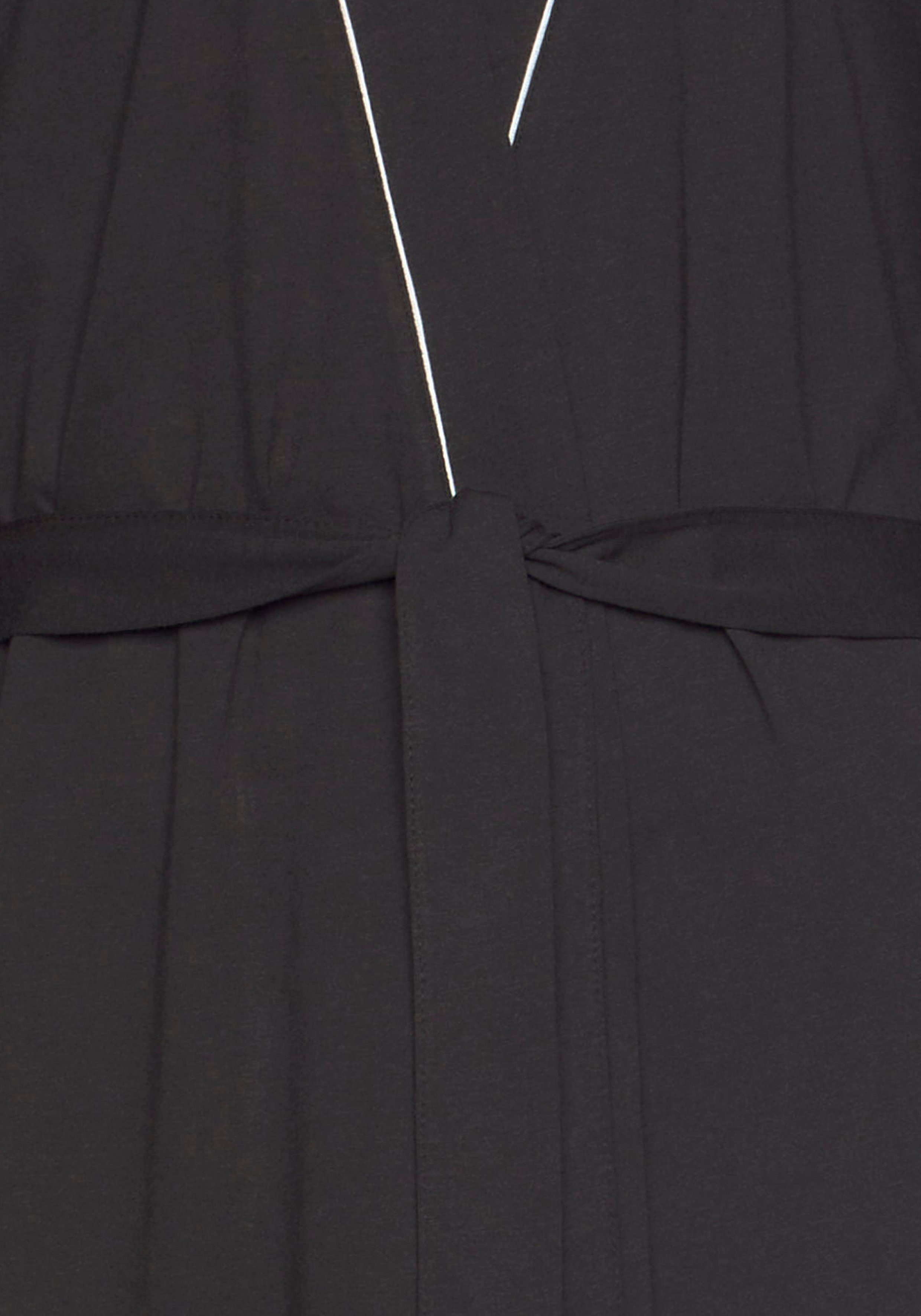 Vivance Dreams Kimono, Kurzform, Gürtel, Kontrastpaspel-Details Kimono-Kragen, mit Baumwoll-Mix, schwarz