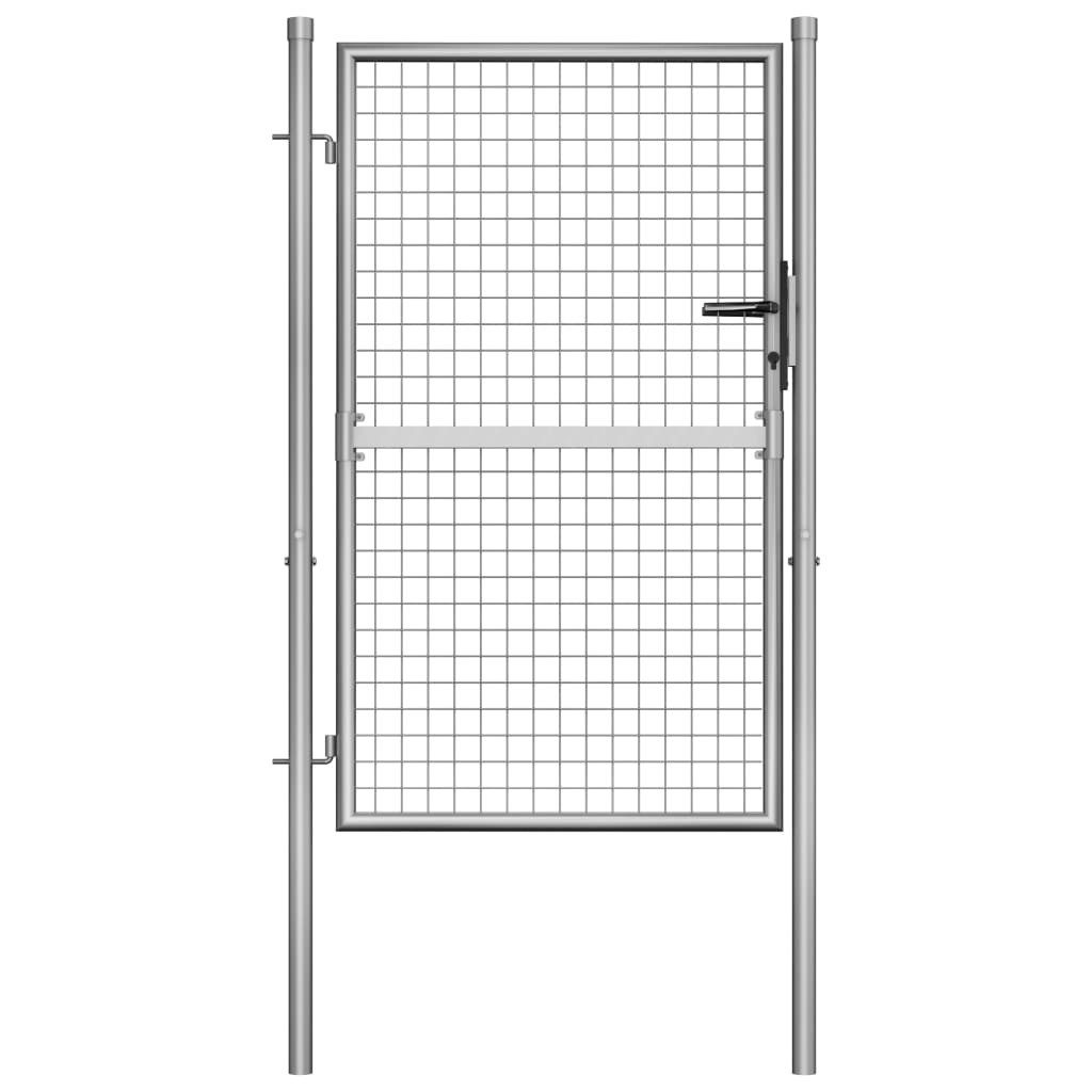 Gartentor 100 x 125 cm Gartentor Verzinkter Stahl 105x175 cm Silbern Schlüssel Z