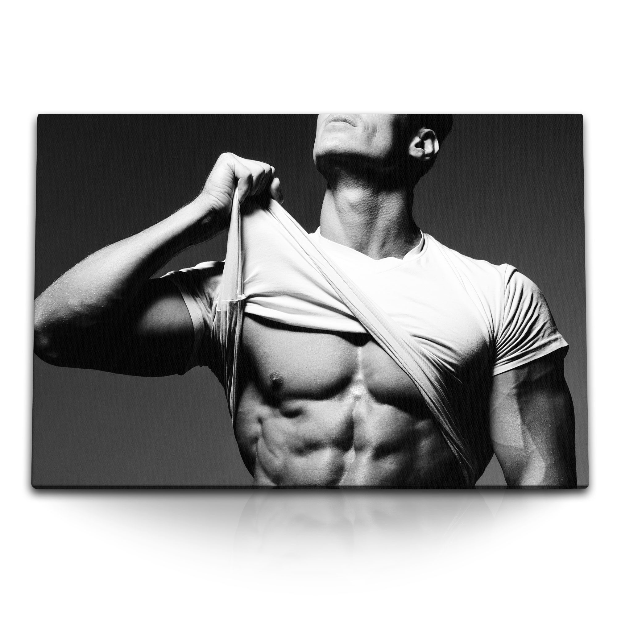 Sinus Art Leinwandbild 120x80cm Wandbild auf Leinwand Bodybuilder Mann Körper Sixpack Erotisc, (1 St)