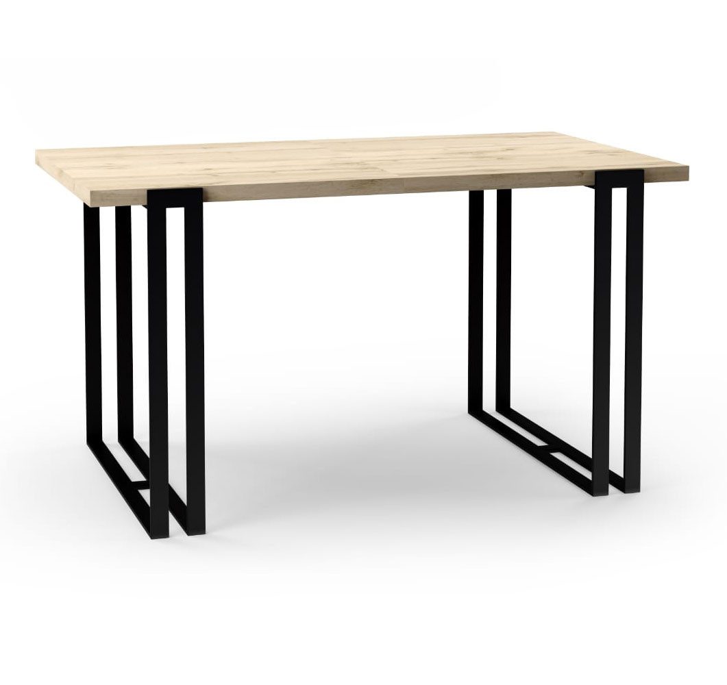 Feldmann-Wohnen Esstisch Horten (mit 2 Erweiterungsstücken und Metallgestell, 1-St., moderne Optik, Tischplatte rechteckig ausziehbar), 140/240x80cm ausziehbar Davos Eiche Trüffelbraun