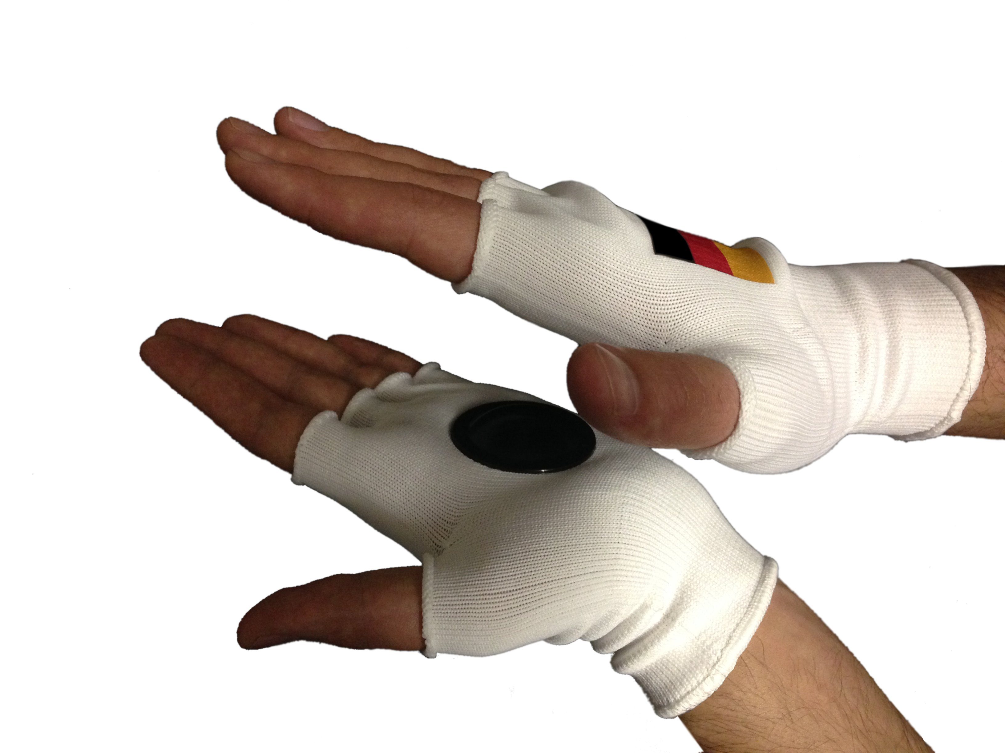 trends4cents Trikot-Handschuhe Clip-Clappers Klatsch Uni Fahne der eingenähte Gr. Deutschland Handschuhe in Hartplastik-Halbkugeln Handfläche m