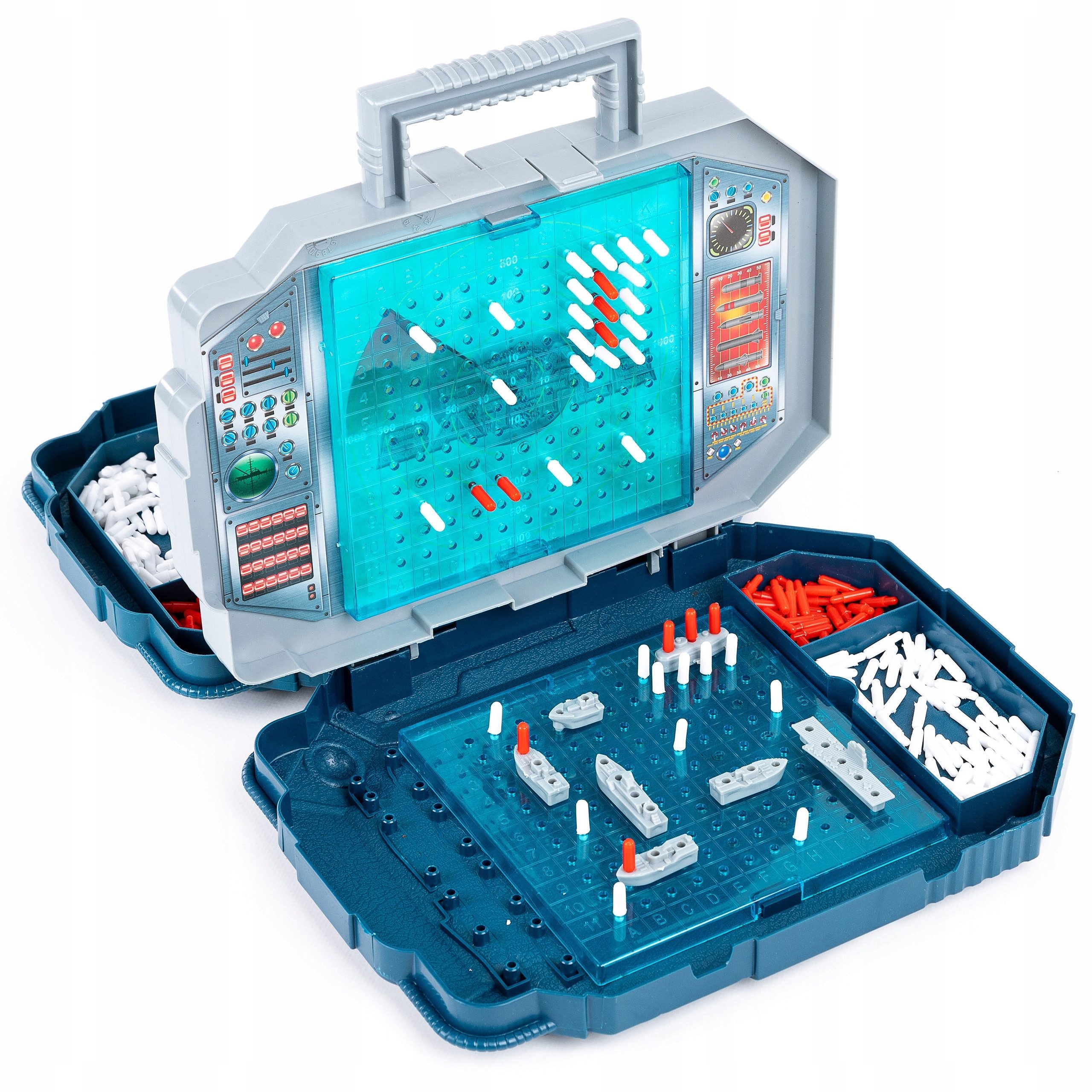 kinderplay Spiel Schiffe Versenken Koffer – Tragbare Strategie Spiel für Kinder, faltbare Spielbox als Tragetasche