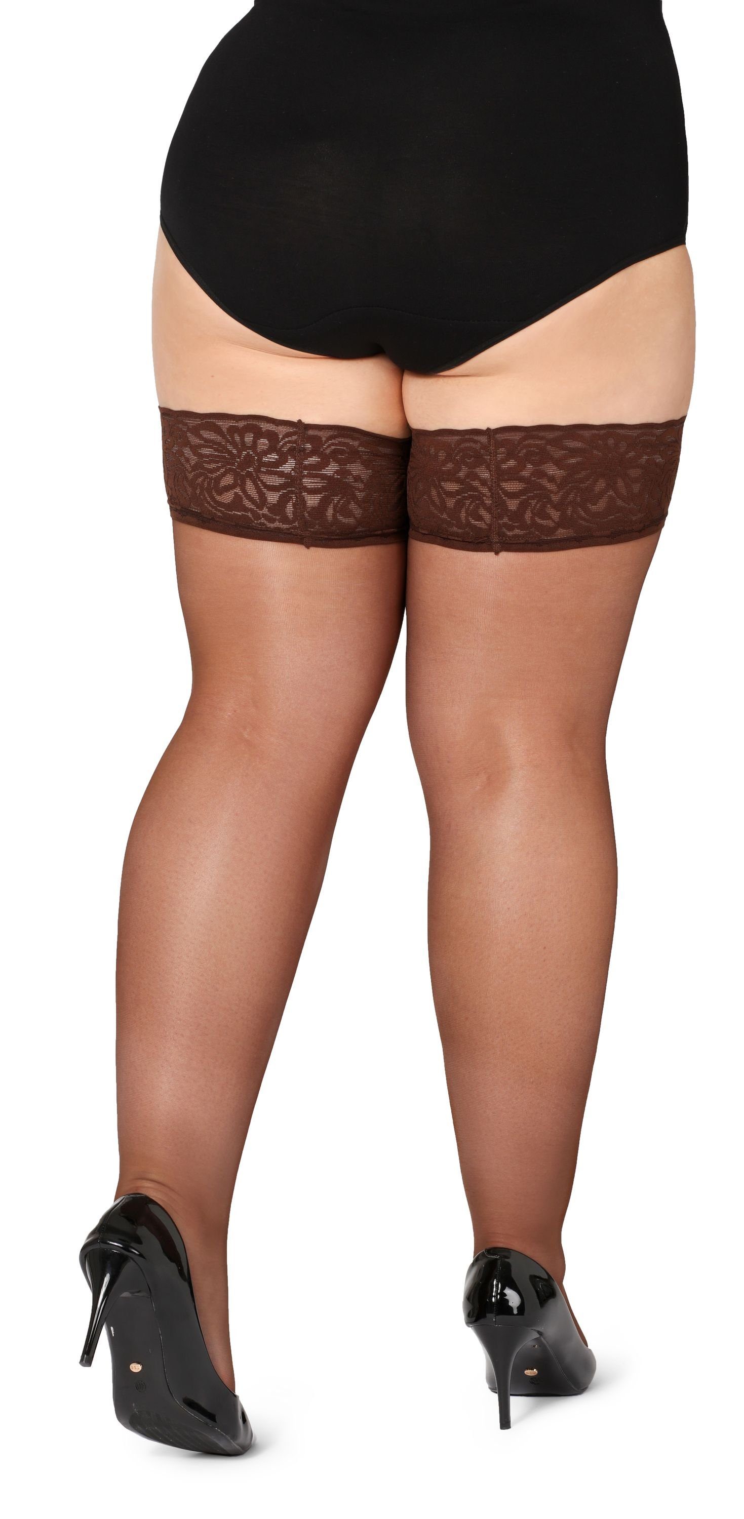 Bellivalini Halterlose Strümpfe Damen mit Spitze Plus Size 20 DEN BLV-1126