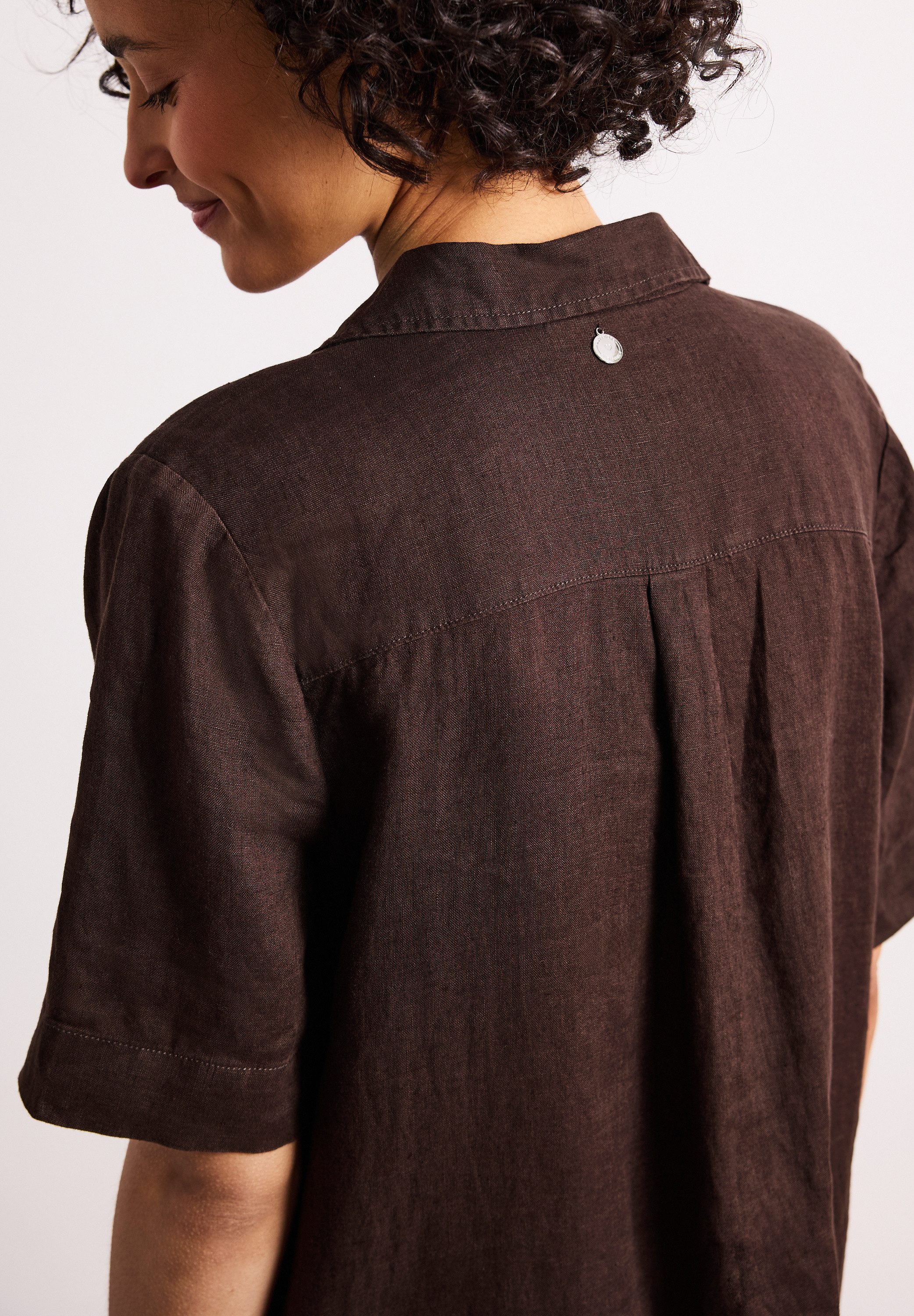 STREET ONE Midikleid Sommerkleid aus Leinen mit Knopfleiste