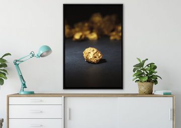 Pixxprint Leinwandbild Goldnugget, Wanddekoration (1 St), Leinwandbild fertig bespannt, in einem Schattenfugen-Bilderrahmen gefasst, inkl. Zackenaufhänger