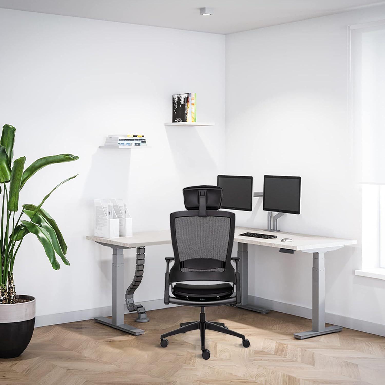 Ergotopia Eckschreibtisch Desktopia Edge elektrisch höhenverstellbares Tischgestell in L-Form