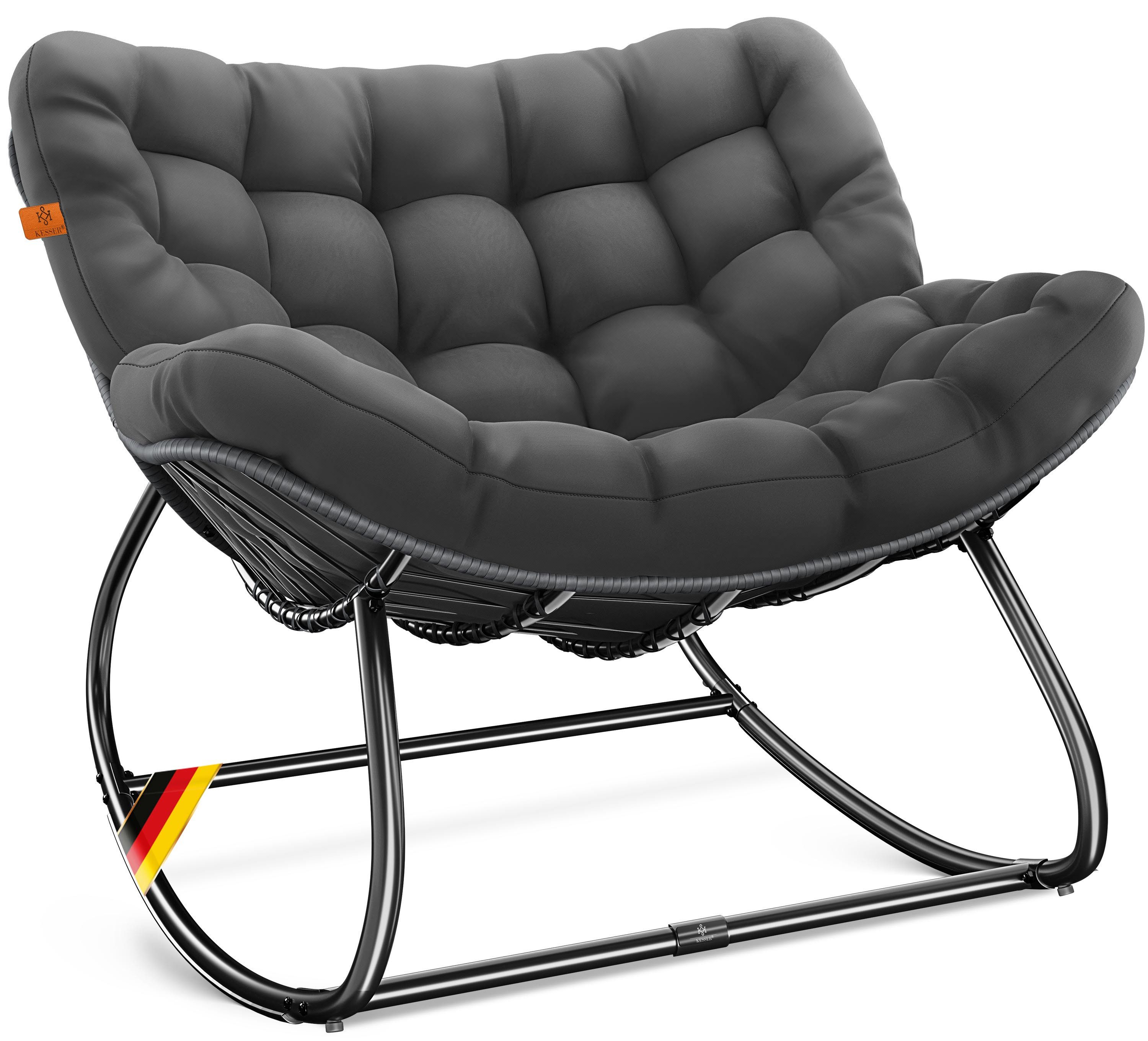 KESSER Schaukelstuhl Schaukelsessel Chillexer für drinnen & draußen (maximale Belastung 120kg, witterungsbeständig & mit rutschfesten Füßen), Loungesessel ergonomisches Relaxsessel für Balkon, Garten & Wohnzimmer