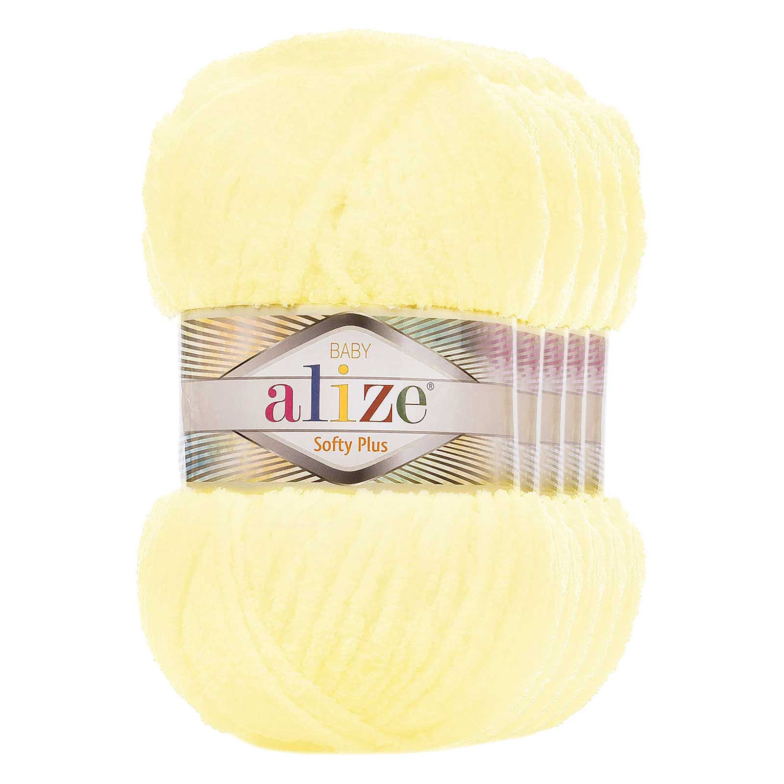Alize 5 x 100g Alize Softy Plus Baby Strickgarn Kuschelwolle Häkelwolle, 600 m, 62 creme