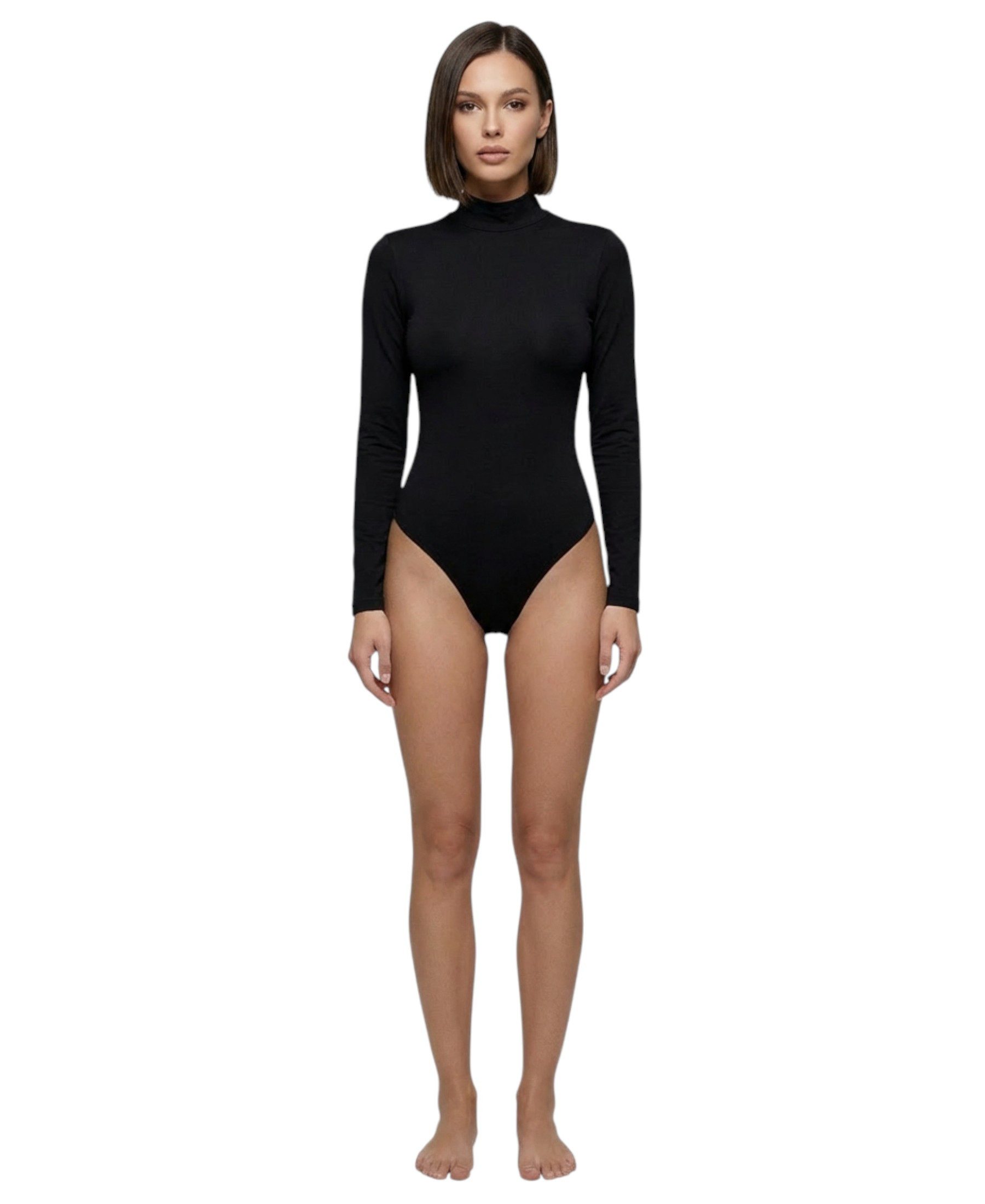 Kota Langarmbody Damen mit Halbkragen – Eleganter Bodysuit mit Hakenverschluss Hakenverschluss für einfaches An- und Ausziehen, schlichte Eleganz.