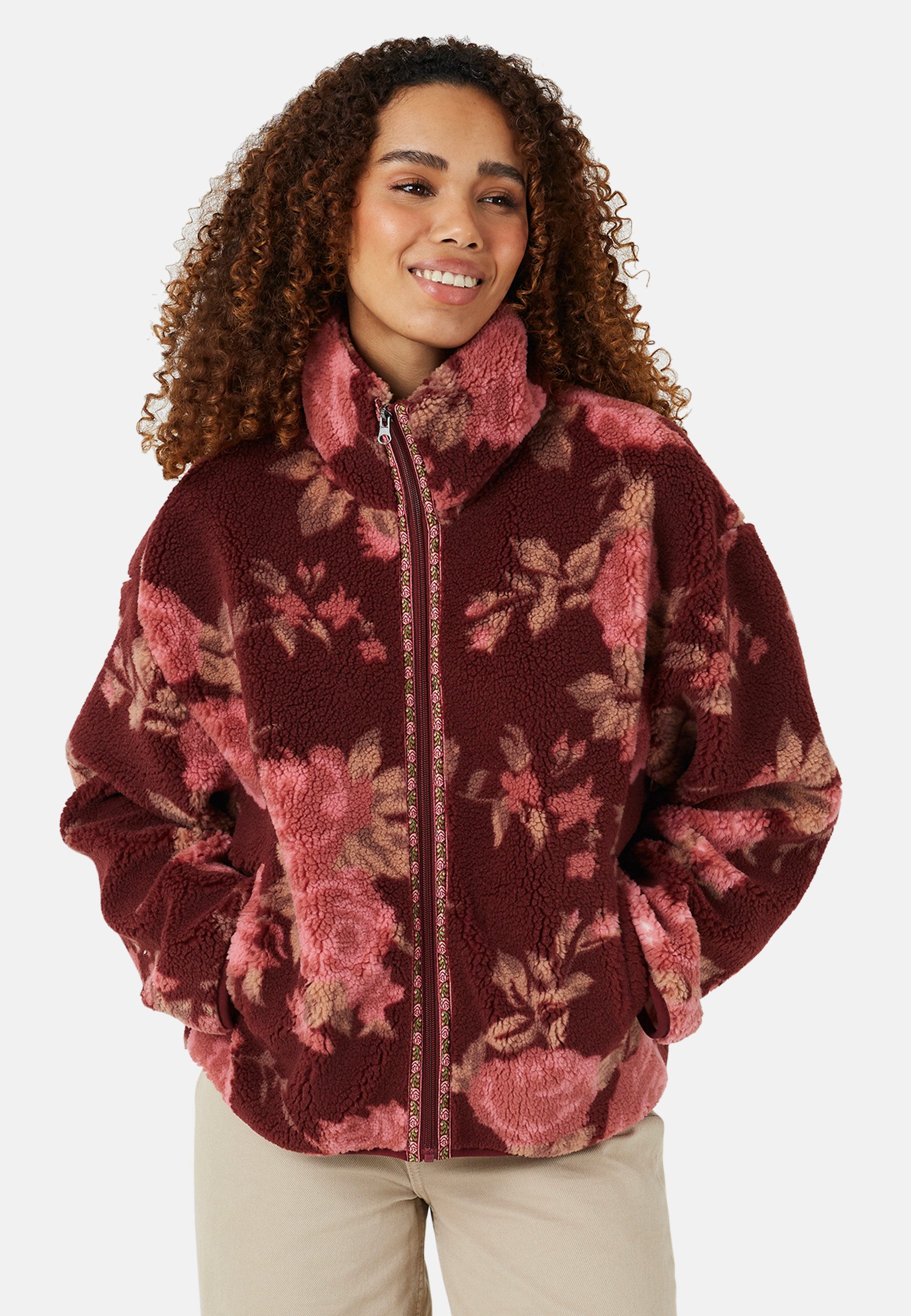 Brave Soul Cardigan Damen-Fleece-Sweatshirt mit Blumenmuster