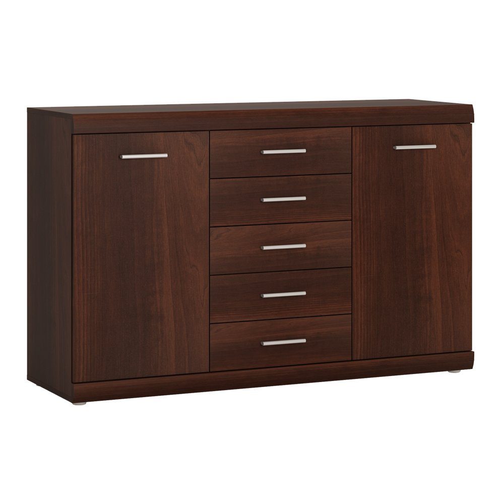Lomadox Sideboard IMPERIA-129, Kommode Anrichte 140 cm Nussbaum Wohnzimmer braun retro