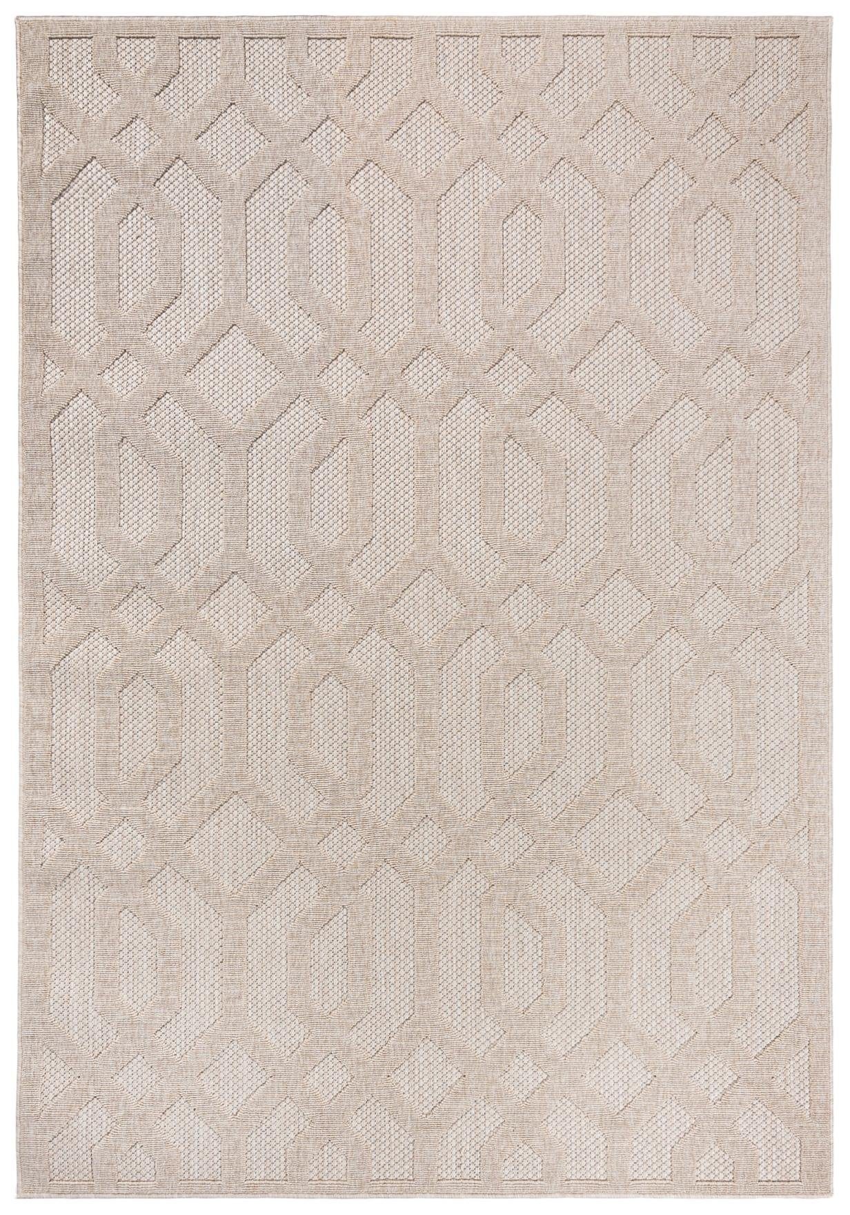 Mazovia Designteppich In- & Outdoor Teppich Wetterfest & UV-beständig Balkon - Beige Cream, 60 x 100 cm, Höhe 6 mm, Kurzflor, Weich, Pflegeleicht, Flachgewebe