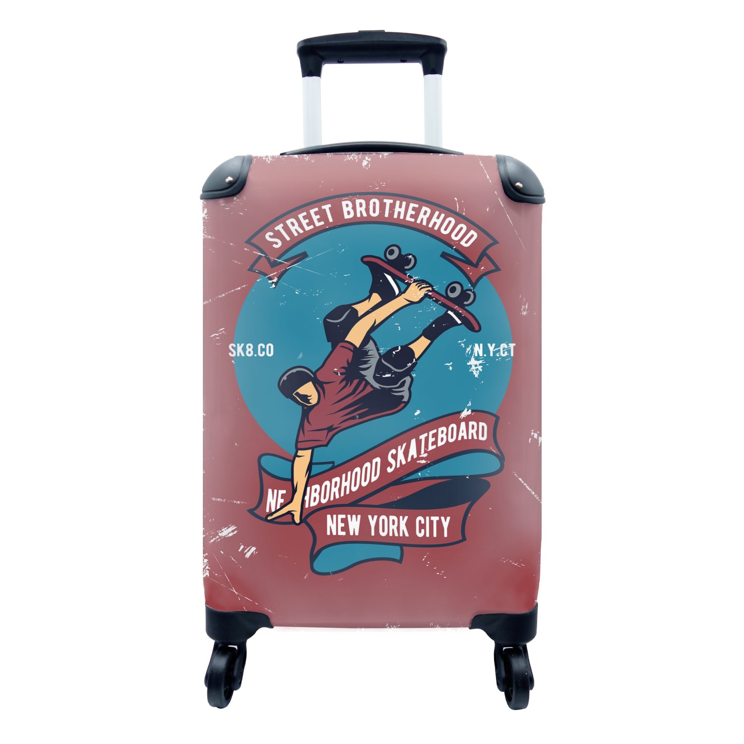 MuchoWow Handgepäckkoffer Skateboard Reisetasche - Reisekoffer Trolley, Mann Ferien, - Zitat, Rollen, Retro für rollen, mit 4 - Handgepäck