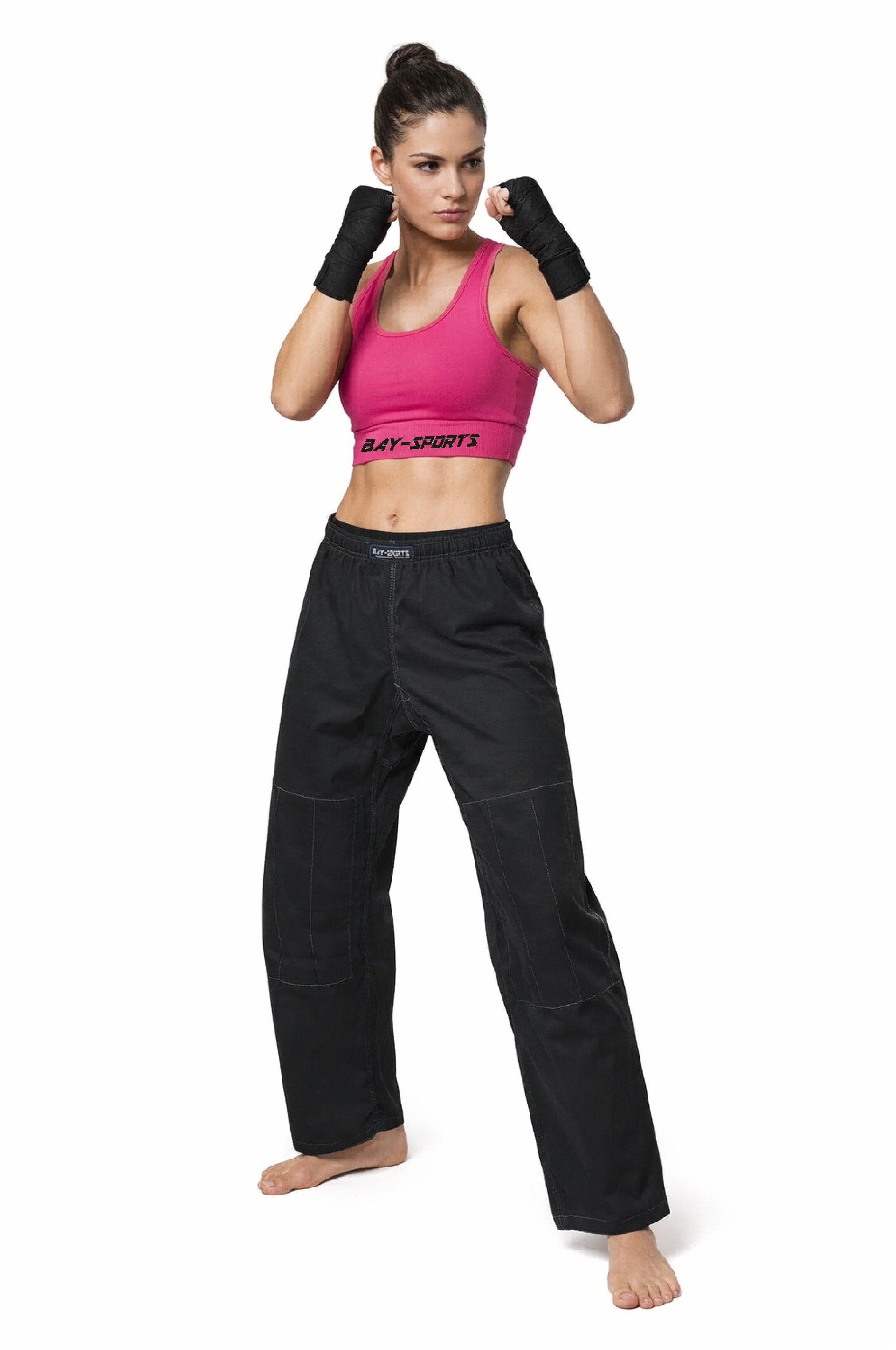 BAY-Sports Sporthose Kampfsporthose DEFENCE SV Karate Krav Maga Judo BJJ SV Ju Jutsu 100 % Baumwolle, verstärkter Kniebereich, 12 Unzen, schwere Qualität