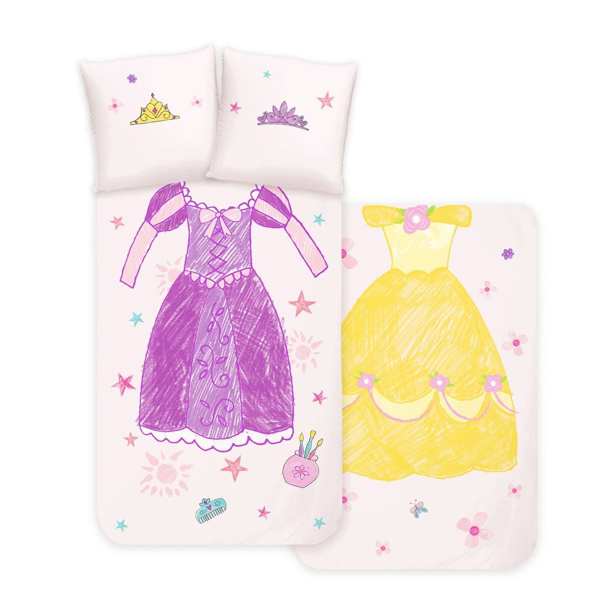 JACK Kinderbettwäsche Princess Prinzessin Disney Home 135x200cm, Renforcé, 2 teilig, Bunt, mit Reißverschluss