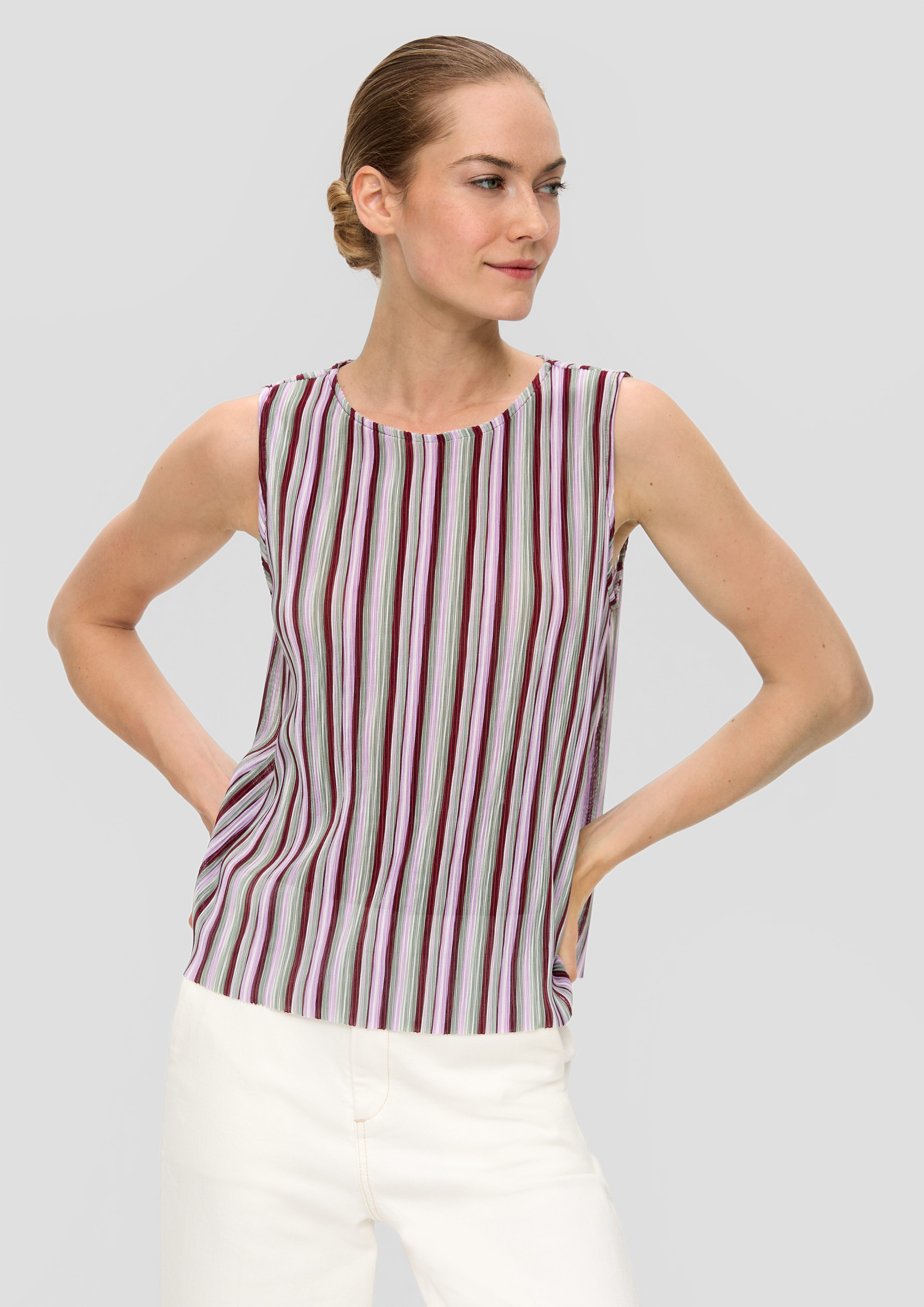 Shirttop Plissiertes Top im Loose Fit