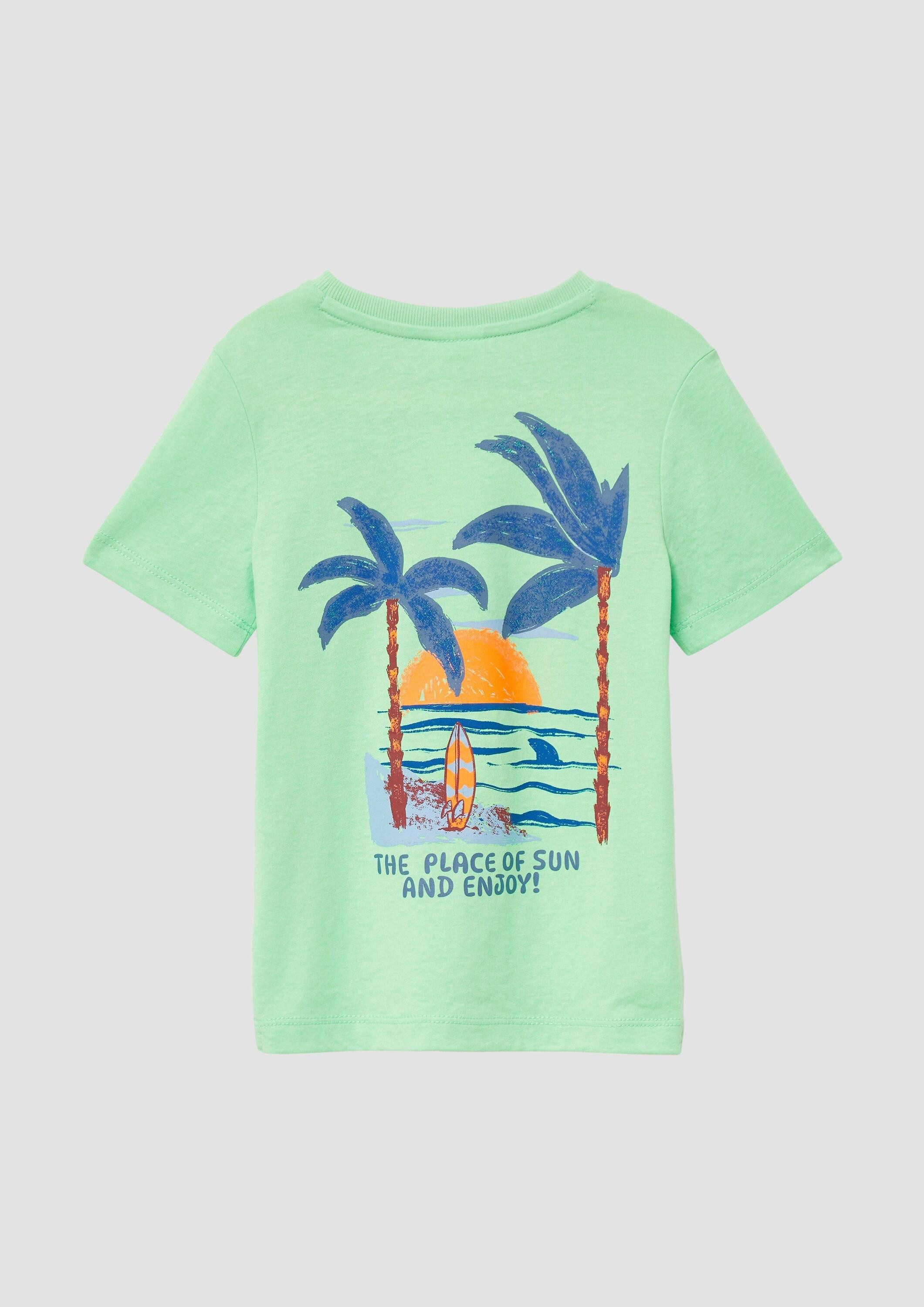 s.Oliver Kurzarmshirt T-Shirt Baumwoll-T-Shirt mit Front- und Rückenprint