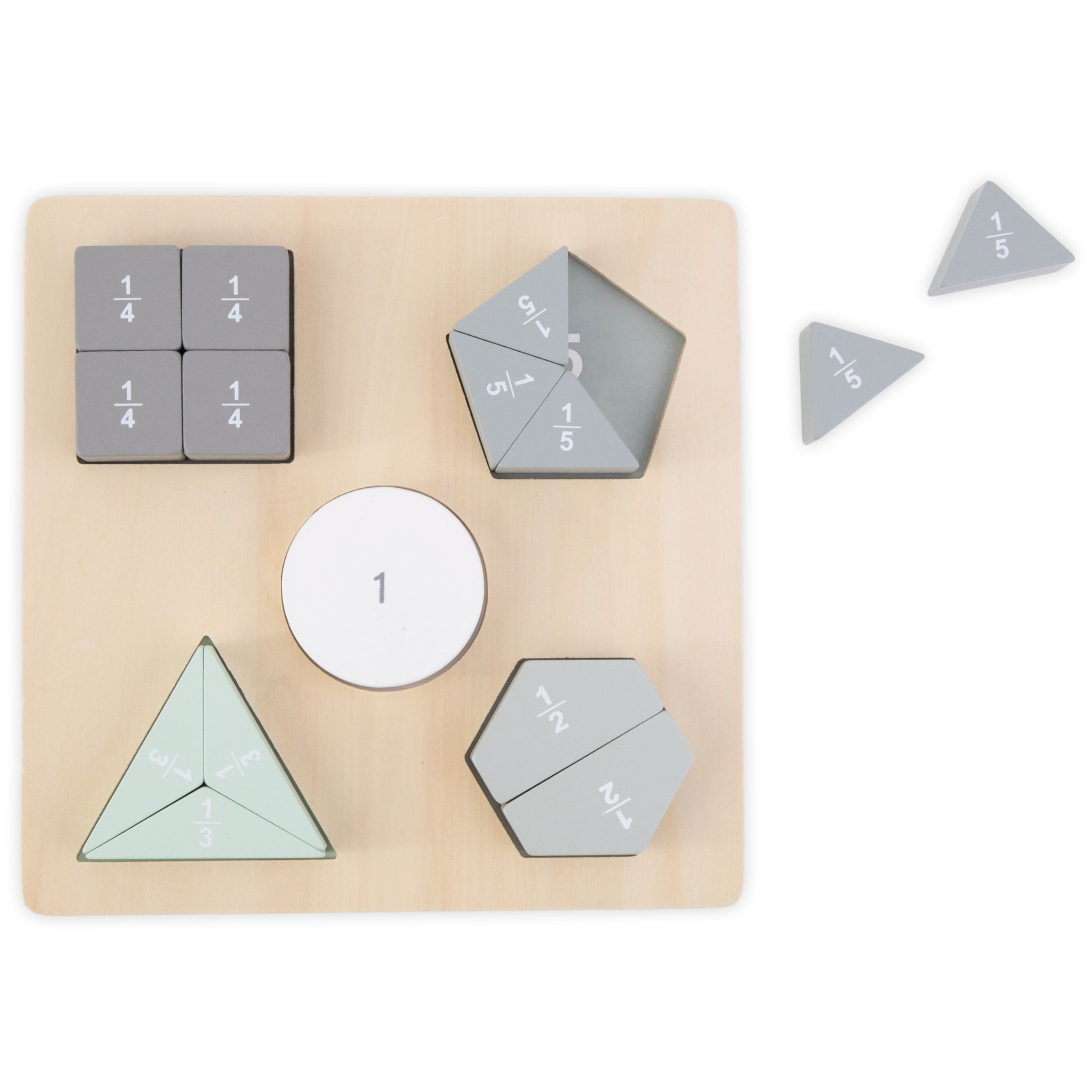Brüche und geometrische - - Holzpuzzle Figuren Mamabrum Montessori Puzzles Puzzle-Sortierschale