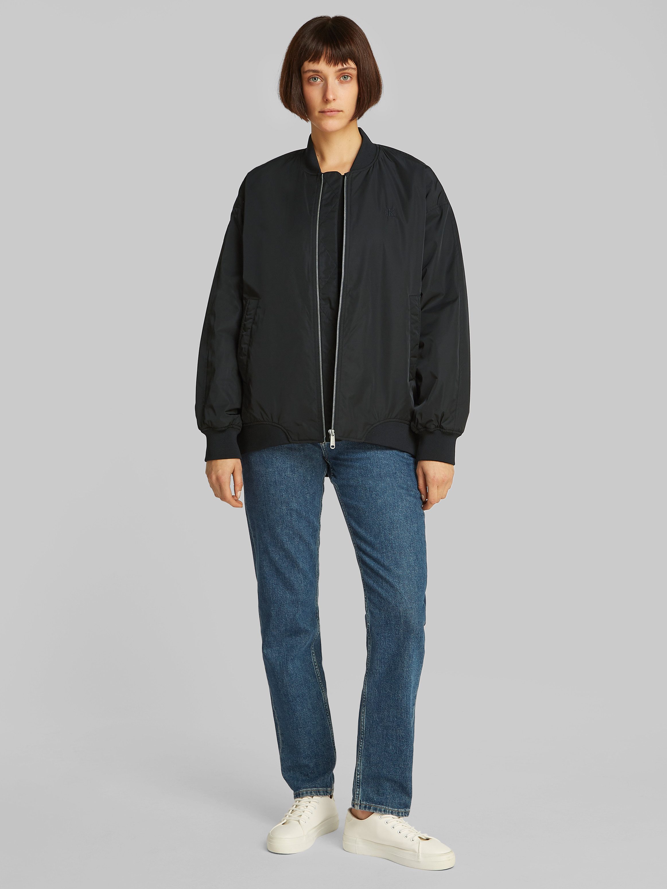 Calvin Klein Jeans Bomberjacke LONG BOMBER mit Logodruck, Rumpfabschluss ve günstig online kaufen