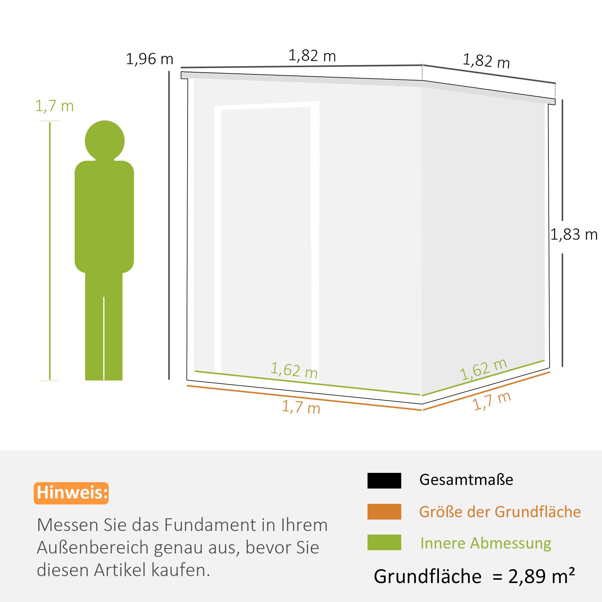 Outsunny Gerätehaus mit Holzoptik, 3 Fenster, Belüftung, Boden, Schloss, Handschuhe, BxT: 182x182 cm, (Geräteschuppen, 3 St., Gartenschuppen), für Werkzeuge Fahrrad Grau