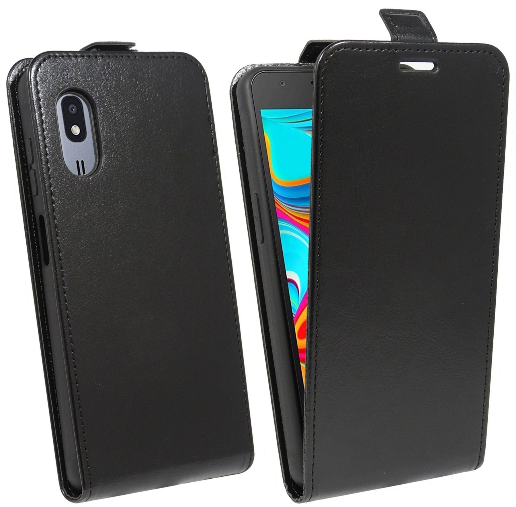 cofi1453 Handyhülle Flip Case für Samsung Galaxy A2 Core, Schutzhülle Handy  Flip Cover Klapptasche Schwarz