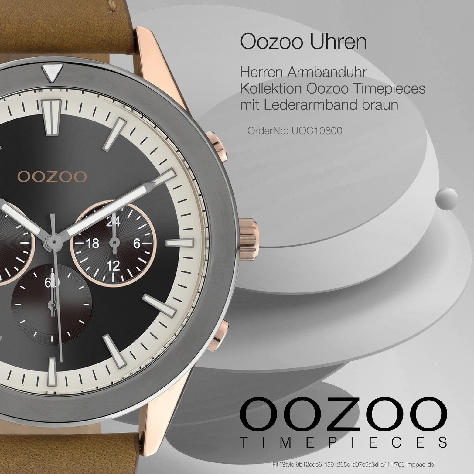OOZOO Quarzuhr 45mm) Oozoo Sport-Style Herrenuhr Armbanduhr (ca. groß braun rund, Analog, Herren Lederarmband