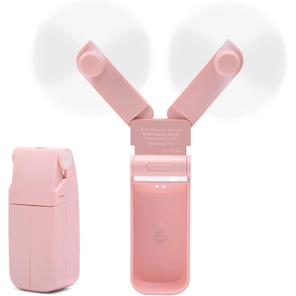 MOUTEN Heizkörperventilator Tragbarer Mini-Taschenventilator, wiederaufladbarer USB-Ventilator mit Rosa