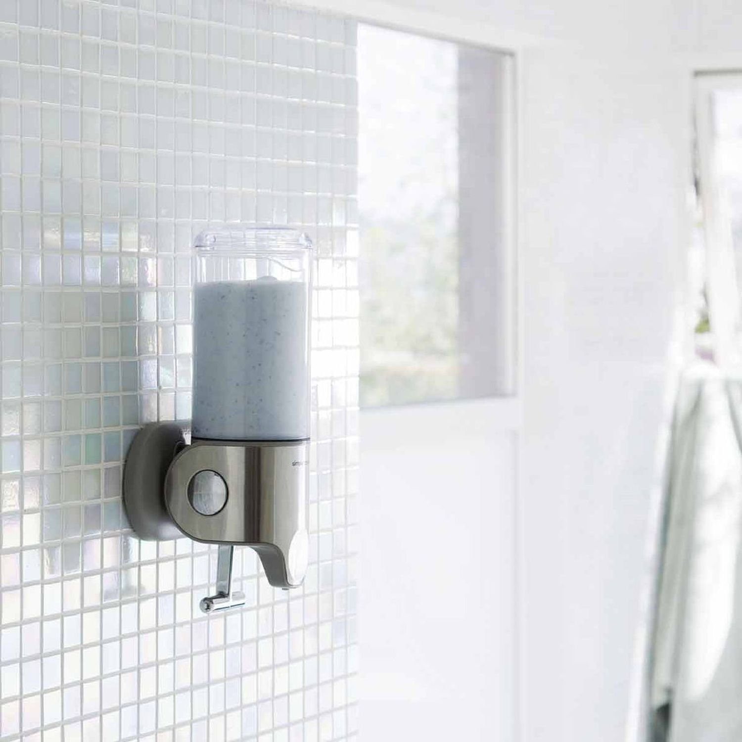 simplehuman Seifenspender Spender mit Wandhalterung 444 ml Edelstahl