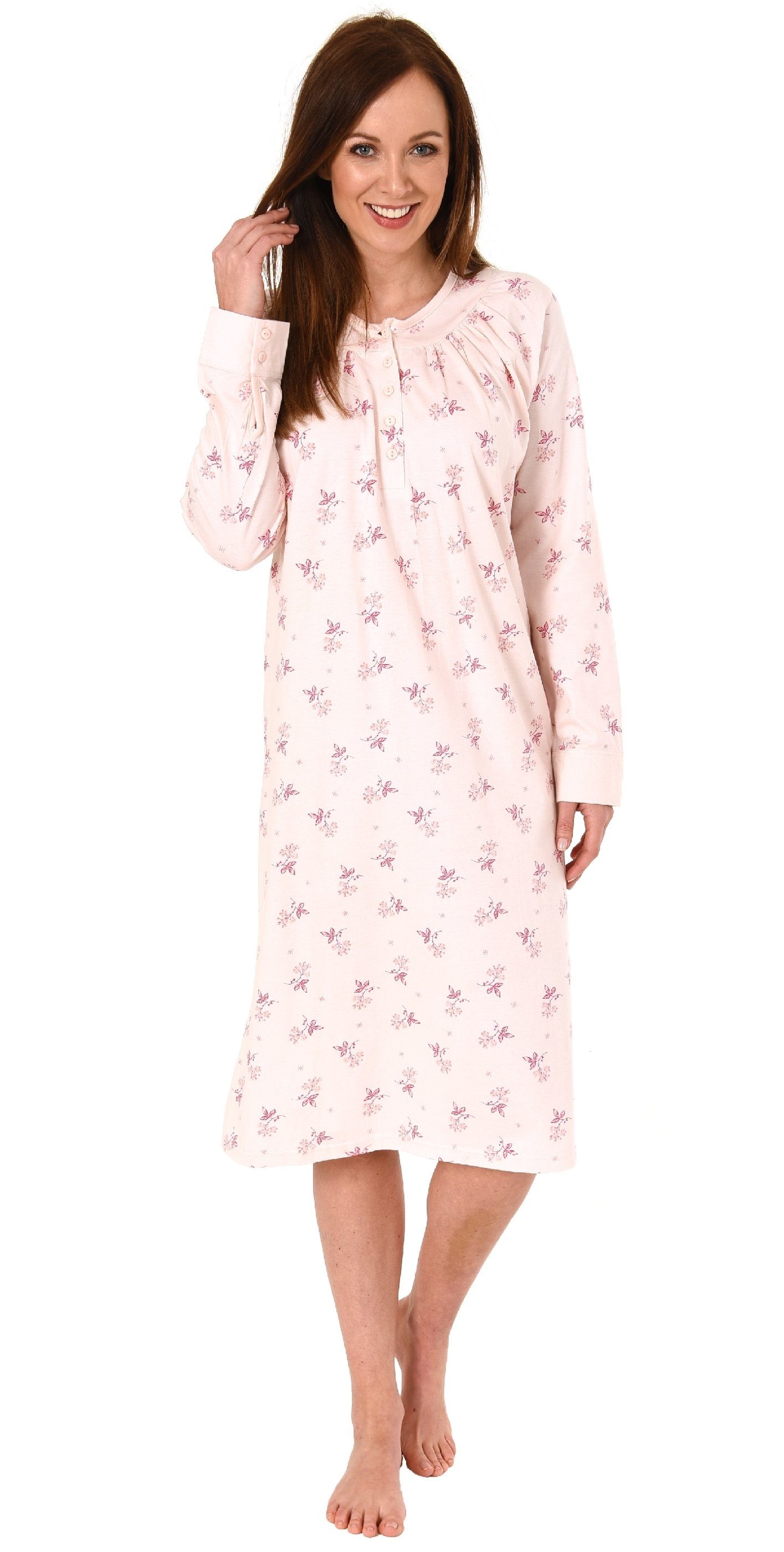 Normann Nachthemd Damen Nachthemd mit cm Länge und Kopfleiste am Hals - 291 190 rosa