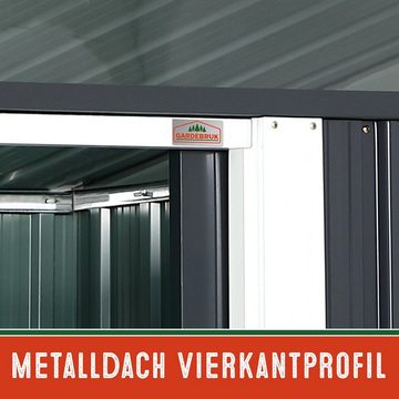 Gardebruk Gerätehaus, L Metall 4m³ mit Fundament 196x122x180cm 2 Fenster Anthrazit