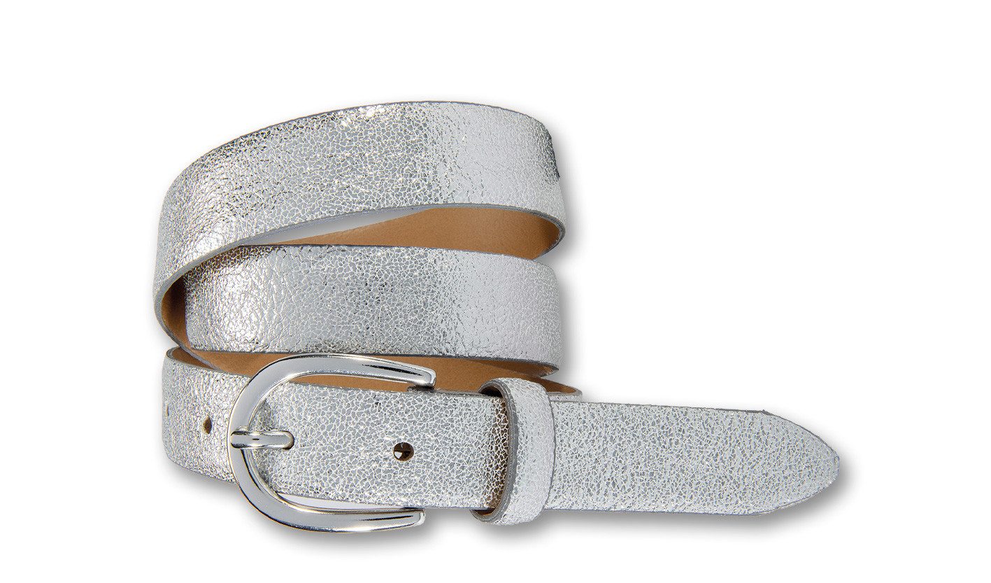 Silbergift Ledergürtel mit Metallic-Look günstig online kaufen