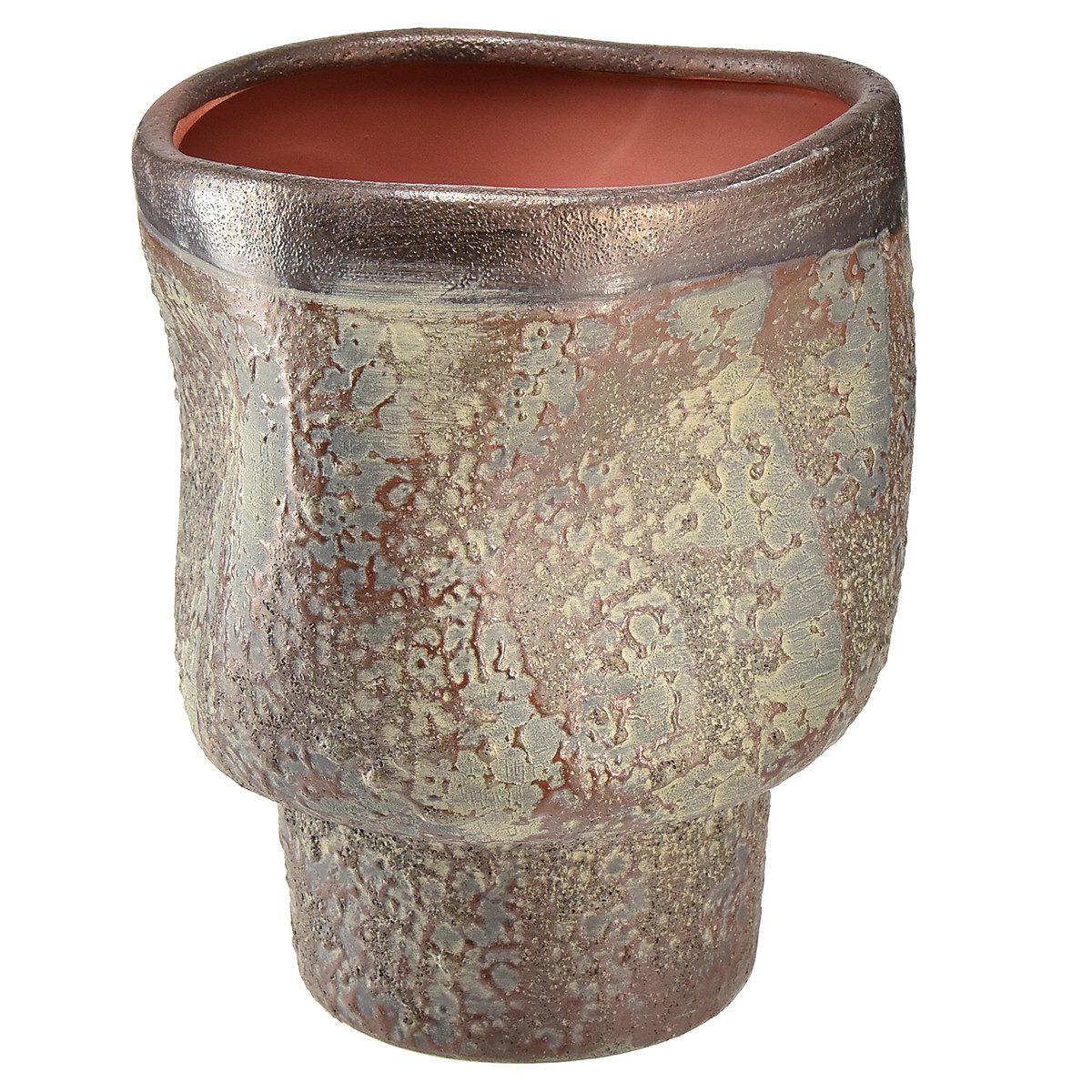 Übertopf Keramik Deko Vase Metallic Braun Graublau, Design Übertopf