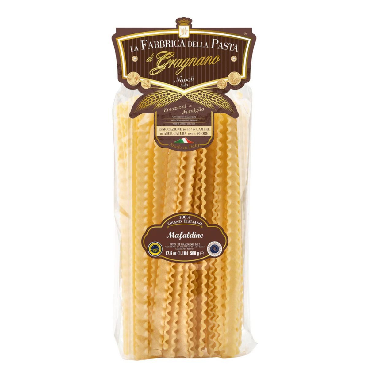 La Fabbrica della Pasta di Gragnano Nudeln Mafaldine IGP, Trafilatura al Bronzo, 500g, Pasta Di Gragnano, 500 g
