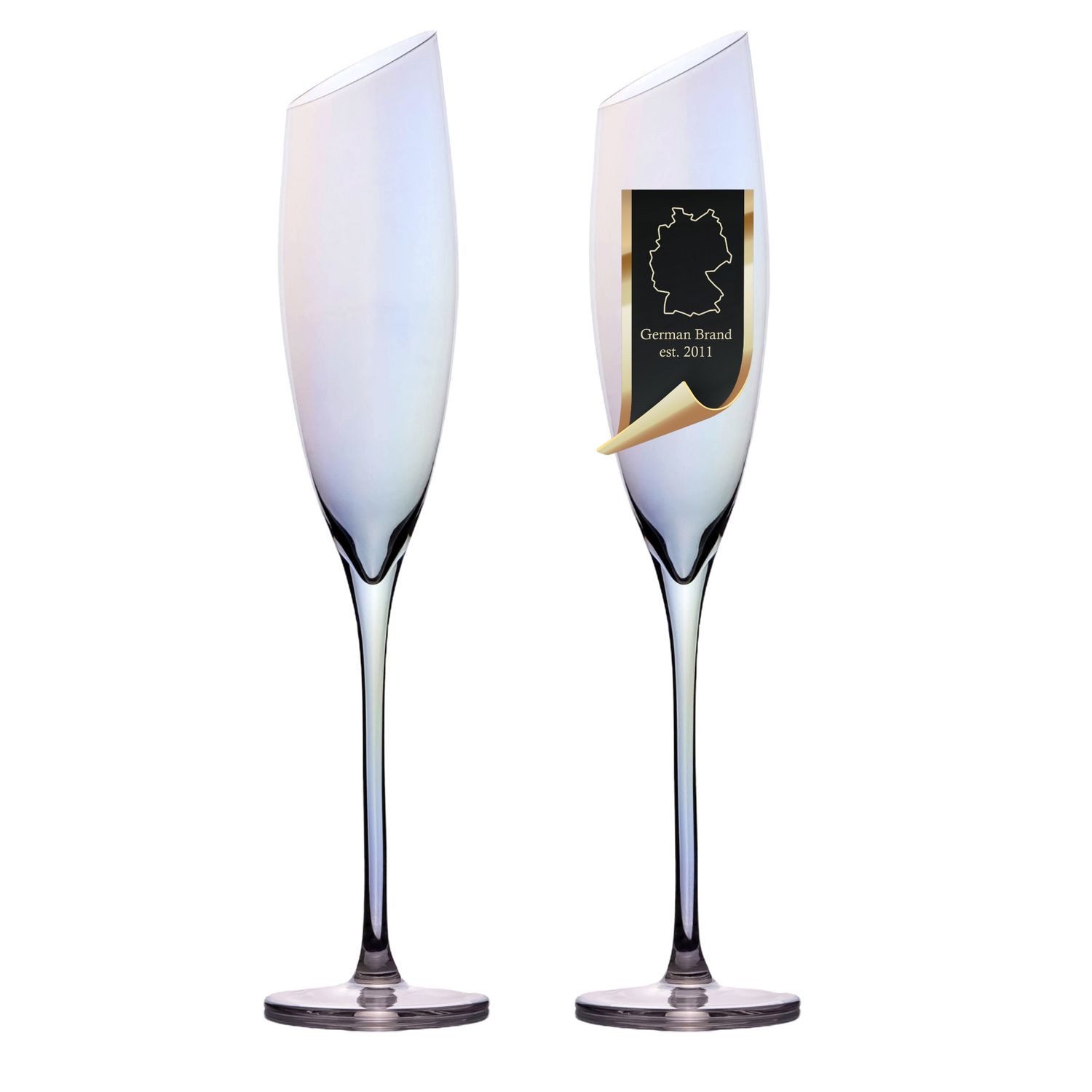 Intirilife Sektglas, 2-tlg., Glas, Champagner Sekt Prosecco Gläser Set 150ml Regenbogen Schimmer (2-tlg)