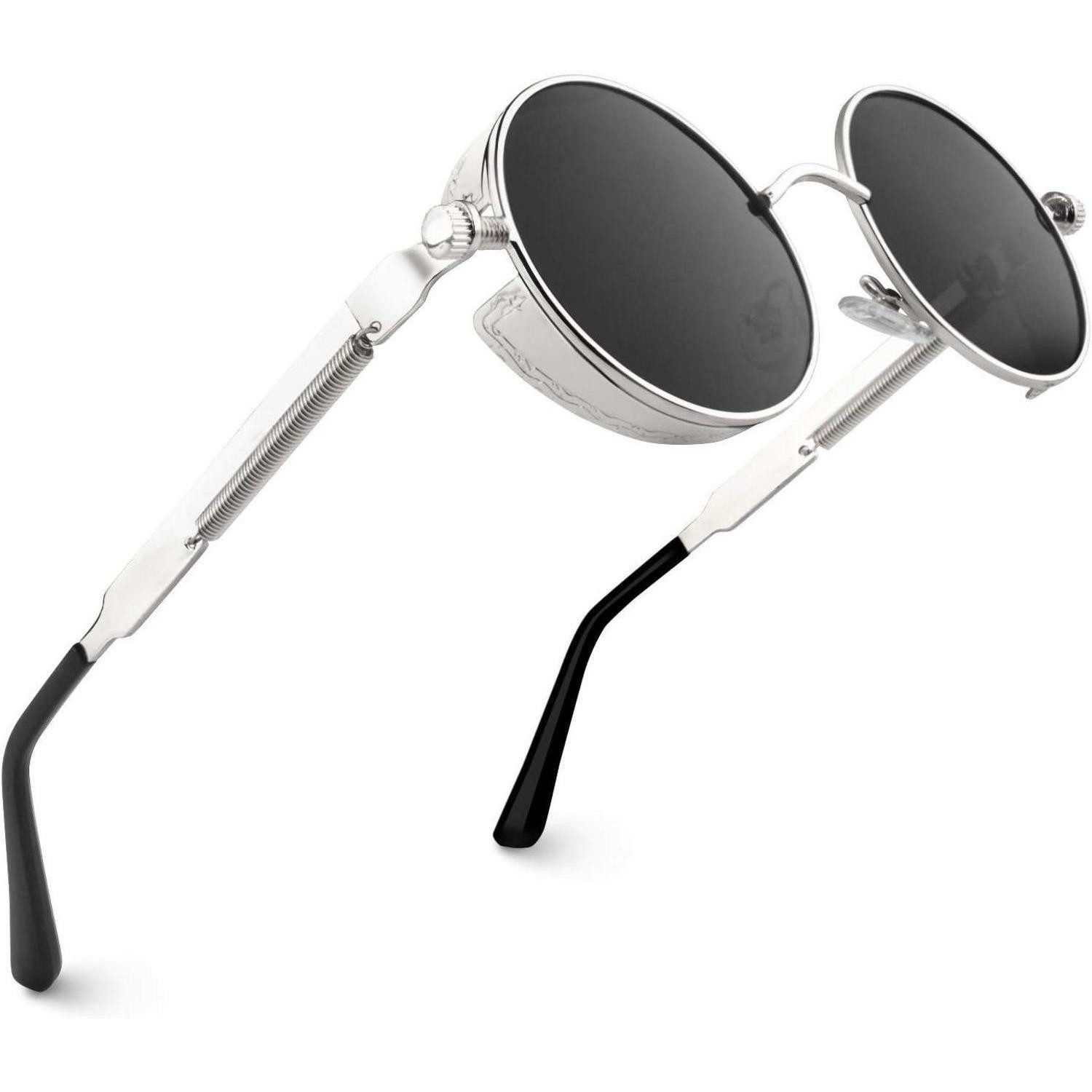 LuxusKollektion Retrosonnenbrille Sonnenbrille Retro Rund Metall Schwarz