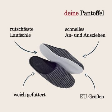 Pantoffelmann Leichte Pantoffel Herren Damen Filzpantoffeln Filz Hauschuh Gummisohle Pantoffel (1 Paar) für Laminat- und Parkettfußböden