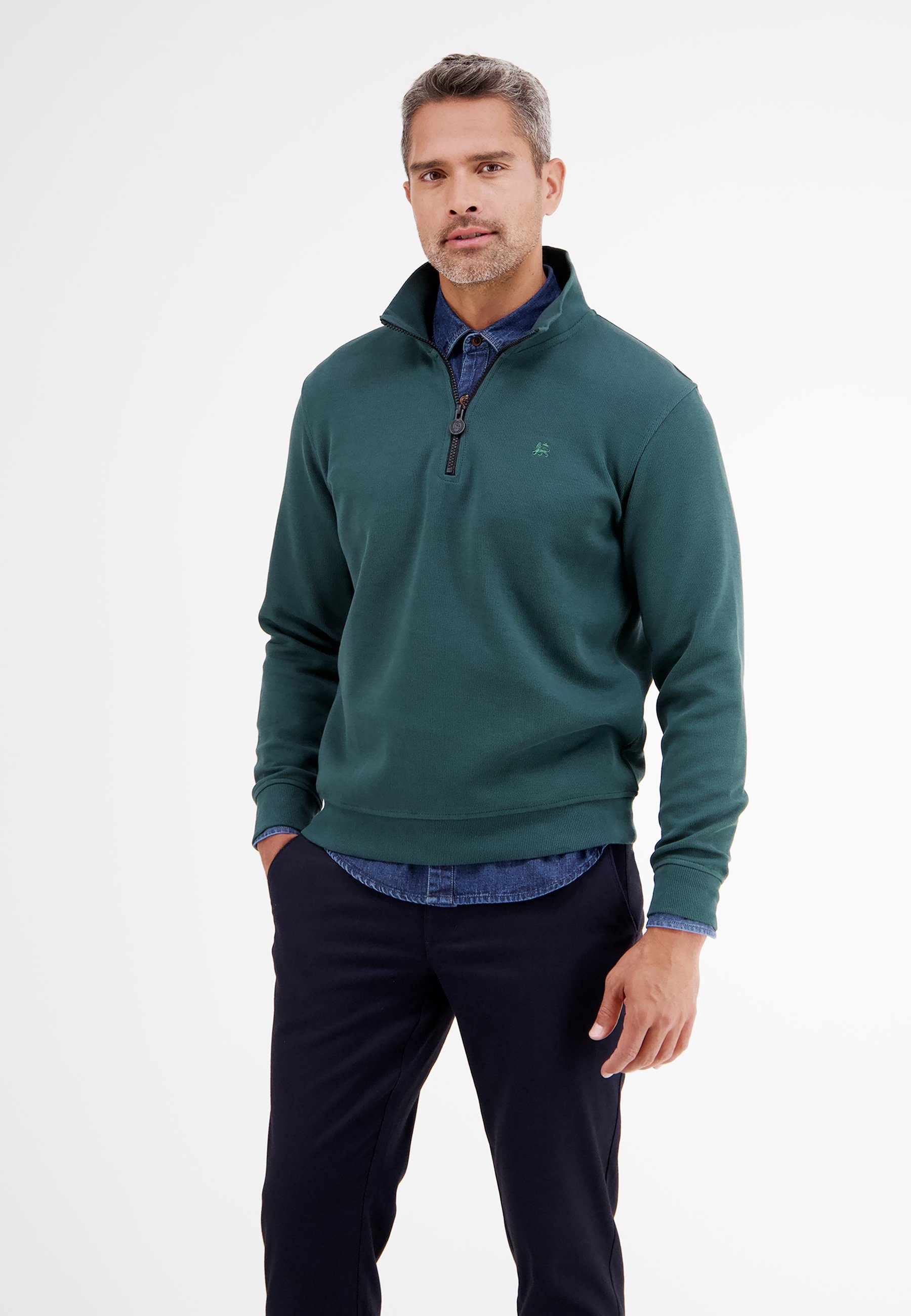 LERROS Sweatshirt LERROS Troyer, unifarben GREEN | Sweatshirts