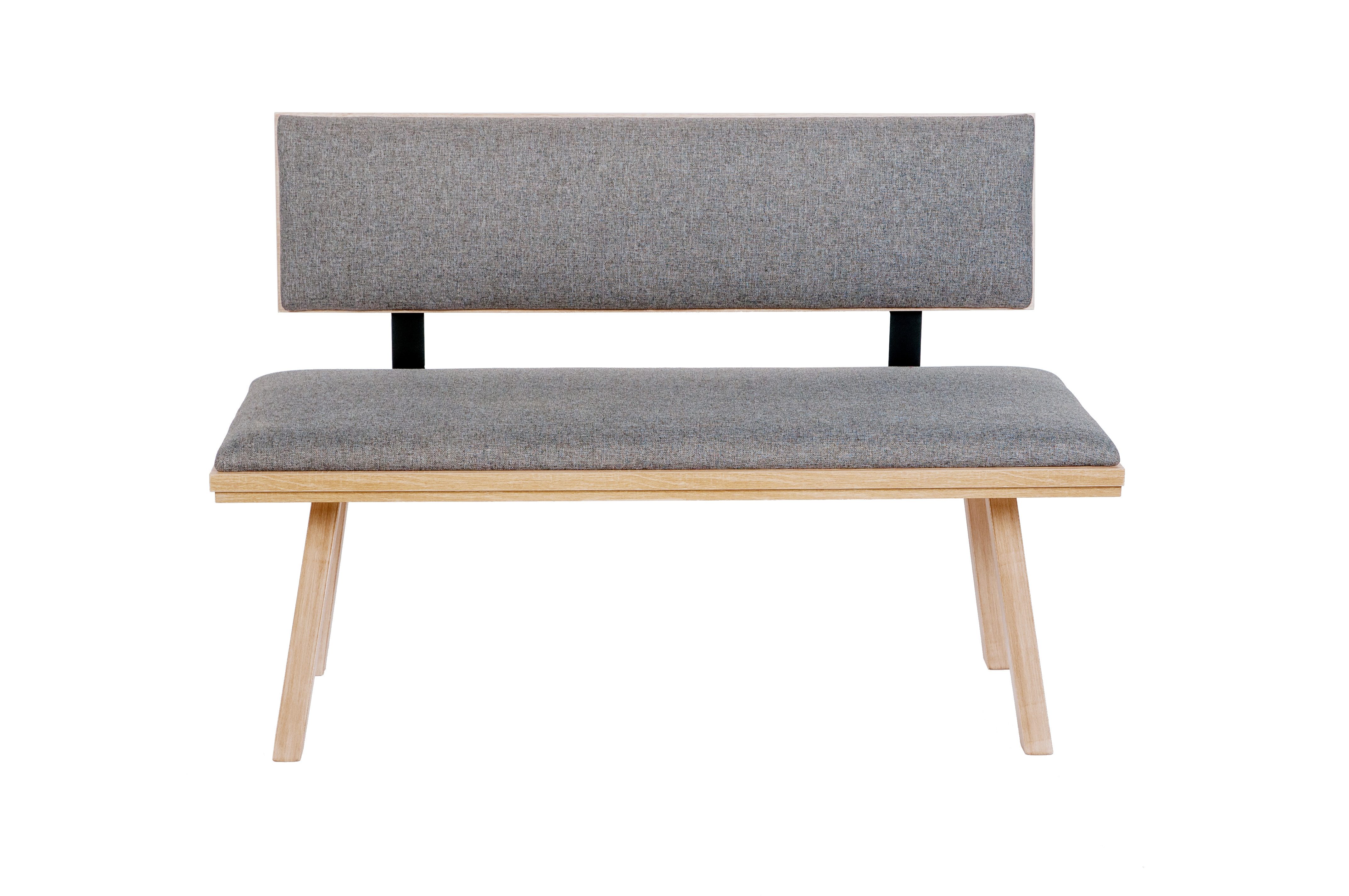 kundler home Sitzbank mit Lehne gepolstert 'Die Zeitlose' L125cm, Füße Echtholz massiv