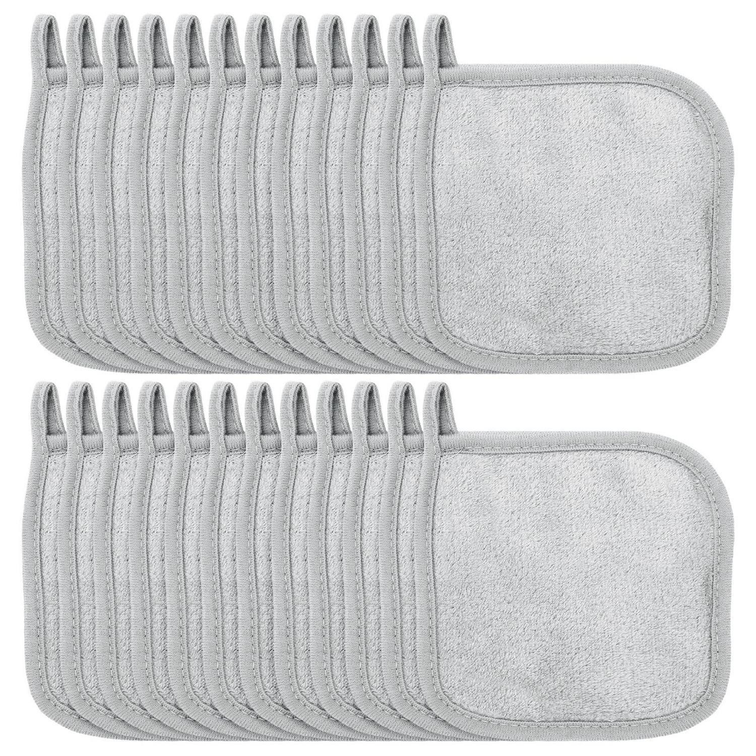 LuxusKollektion Waschlappen Abschminktücher Mikrofaser 24 Stück 14x13cm Grau, (24-St)