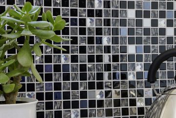 Mosani Wandfliese Selbstklebende Glasmosaik Edelstahl Mosaikfliesen glänzend, Dekorativer DIY Wandverblender