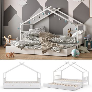 VitaliSpa® Kinderbett Hausbett Gästebett 90x200cm DESIGN Weiß