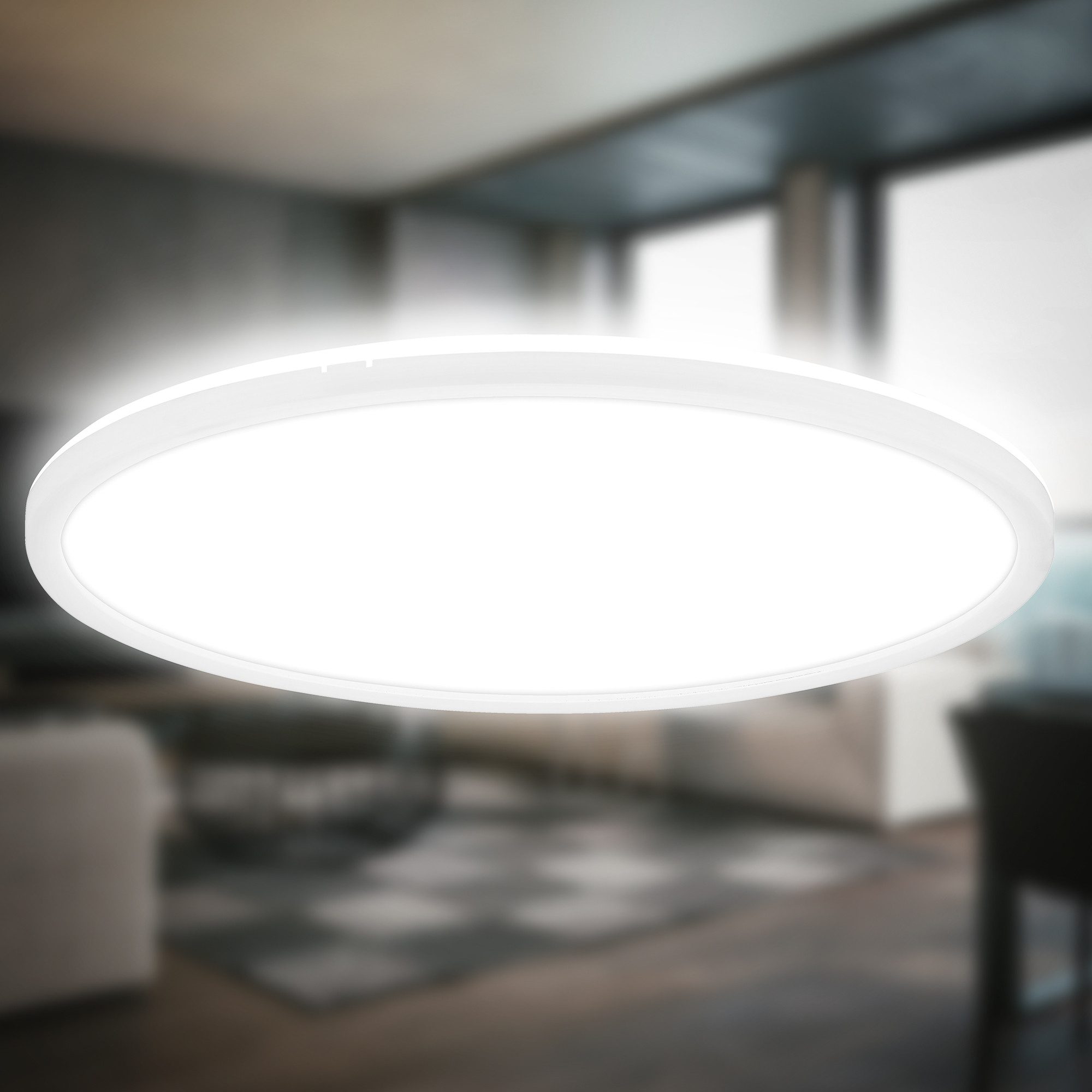 B.K.Licht LED Deckenleuchte BKL1600 Ultraflache Deckenlampe, LED Panel mit Backlight, LED fest integriert, Neutralweiß, 4.000K, 3.000 Lm, 22W, indirekte Hinterg – Bild 5 von 5