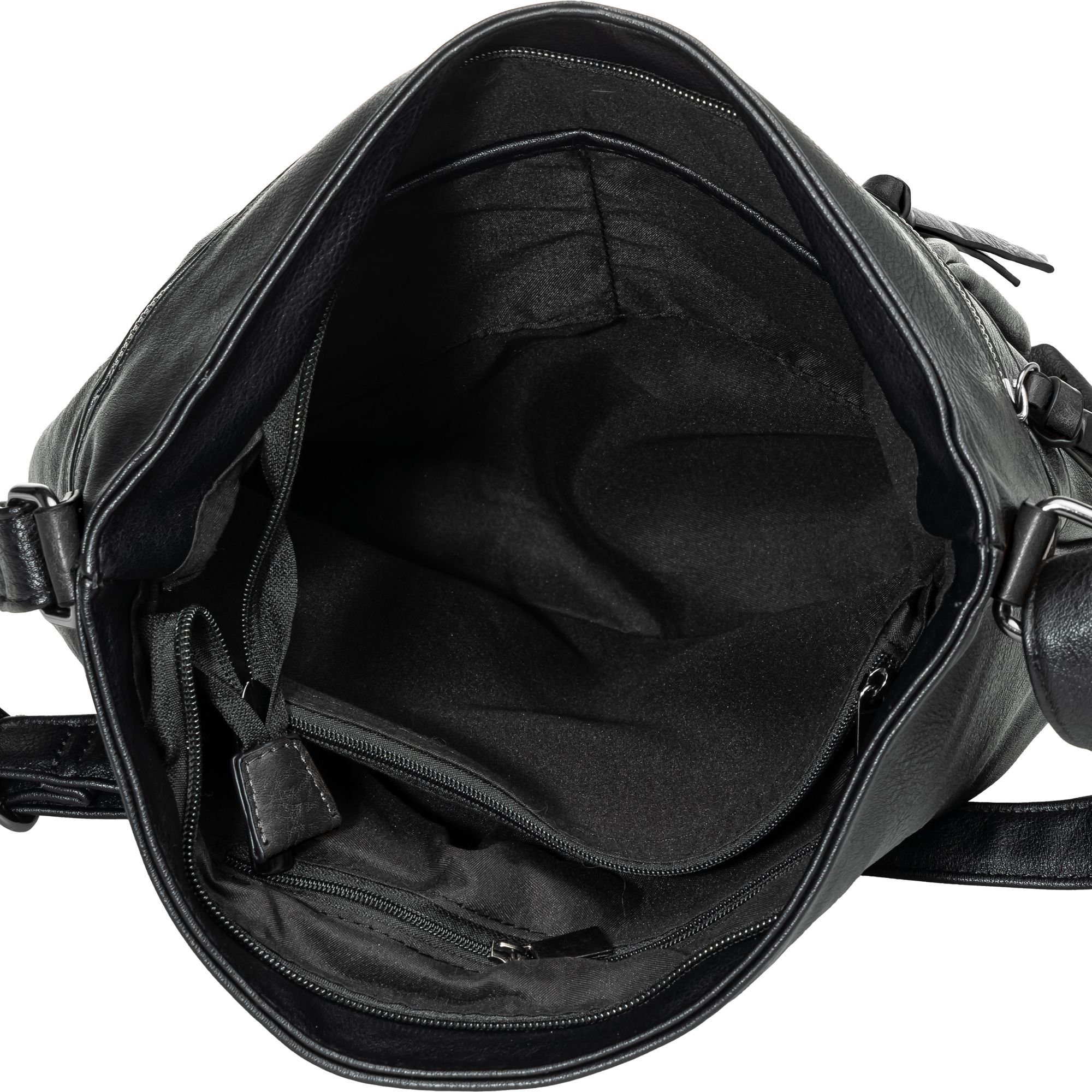 elegante Crossbody Umhängetasche sportlich Bag Caspar TS1070 Damen schwarz Umhängetasche mittelgroße