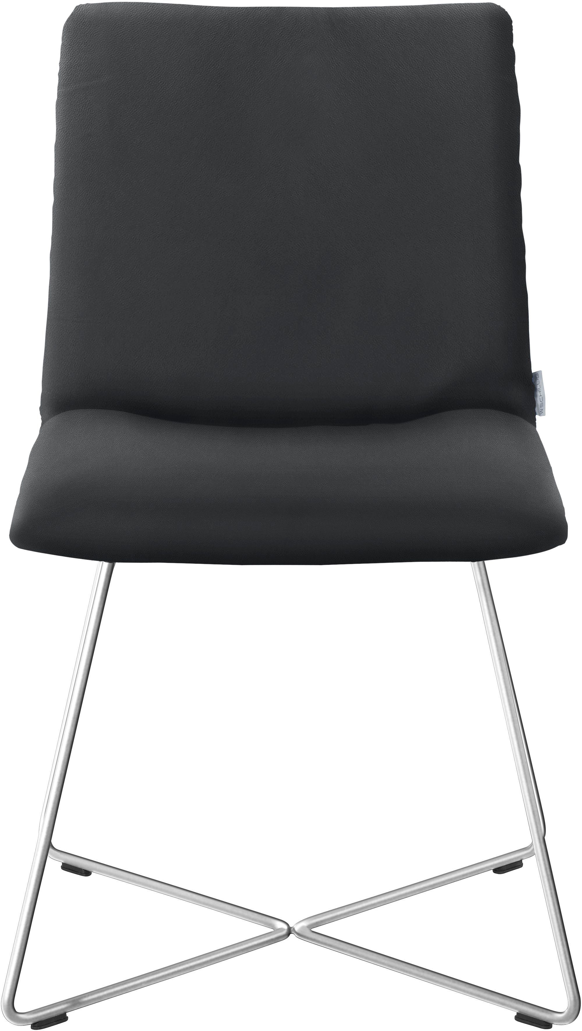 W.SCHILLIG Polsterstuhl jakob, mit Drahtrohrgestell in Chrom glänzend