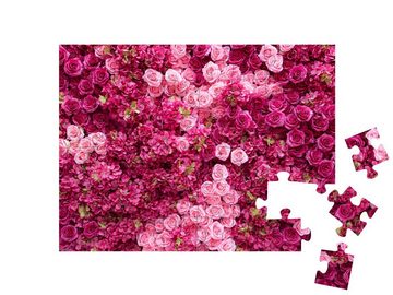 puzzleYOU Puzzle Hintergrund von roten und rosa Rosen, 48 Puzzleteile, puzzleYOU-Kollektionen Blüten, Blumen & Pflanzen