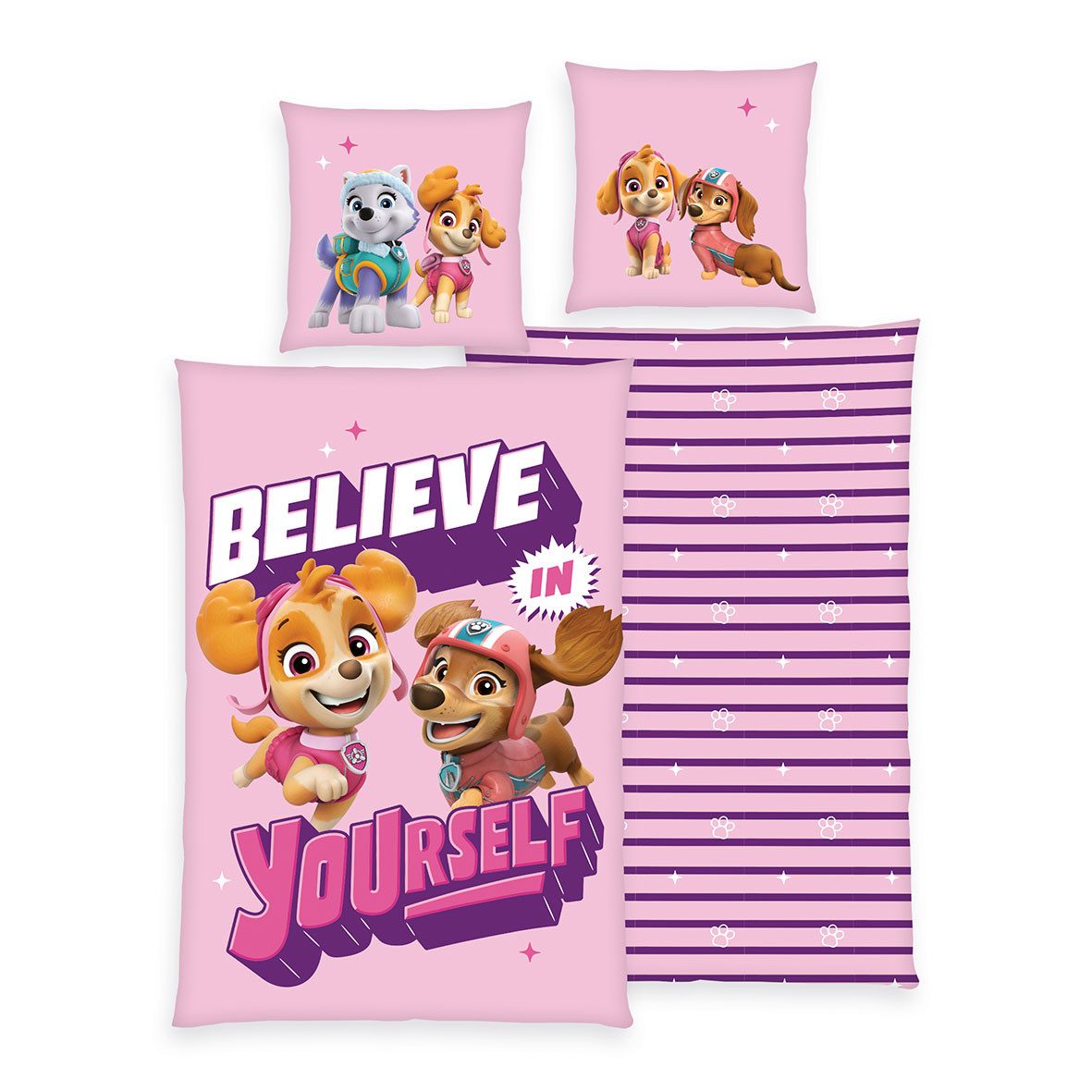 Kinderbettwäsche - Paw Patrol -Set ‘Believe’ - 135x200cm + 80x80cm