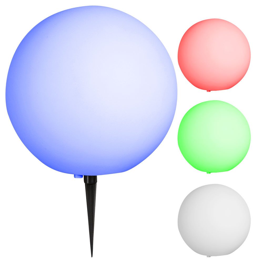 GLOBO LIGHTING Kugelleuchte, Leuchtmittel inklusive, Warmweiß, Farbwechsel, Kugelleuchte Erdspieß Steckleuchte Gartendeko RGB LED Fernbedienung