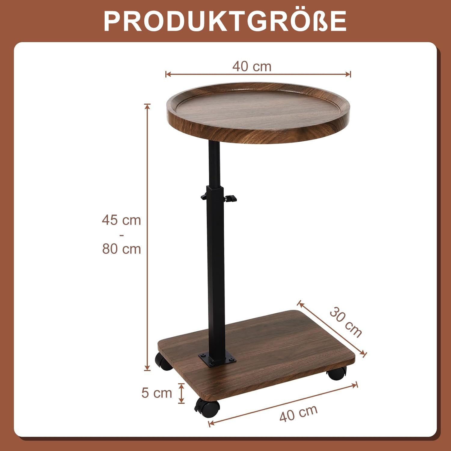 HEYHIPPO Beistelltisch Beistelltisch rund C-Tisch höhenverstellbar 45–80 cm günstig online kaufen